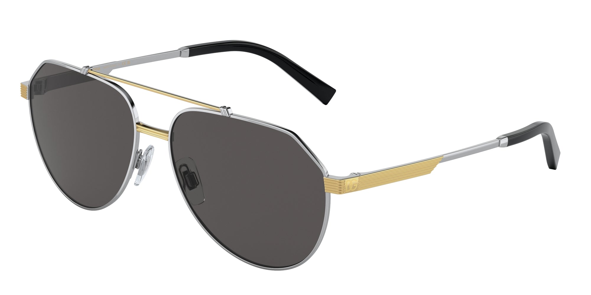 Dolce & Gabbana Uomo Dg2288  131387 Occhiali Da Sole Acciaio Argento Grigio Pilot Normale