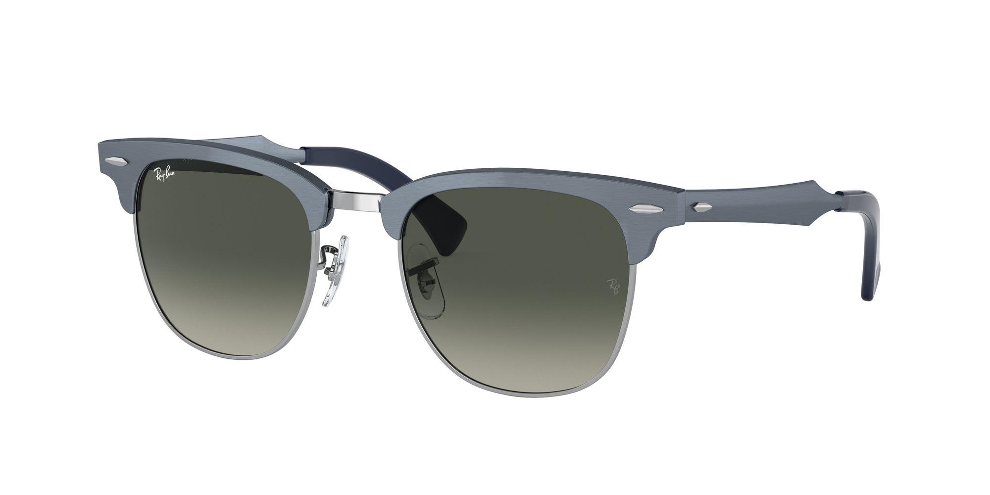 Ray - Ban Unisex Rb3507 Clubmaster Aluminum 924871 Occhiali Da Sole Metallo Blu Grigio Squadrata Normale Sfumato