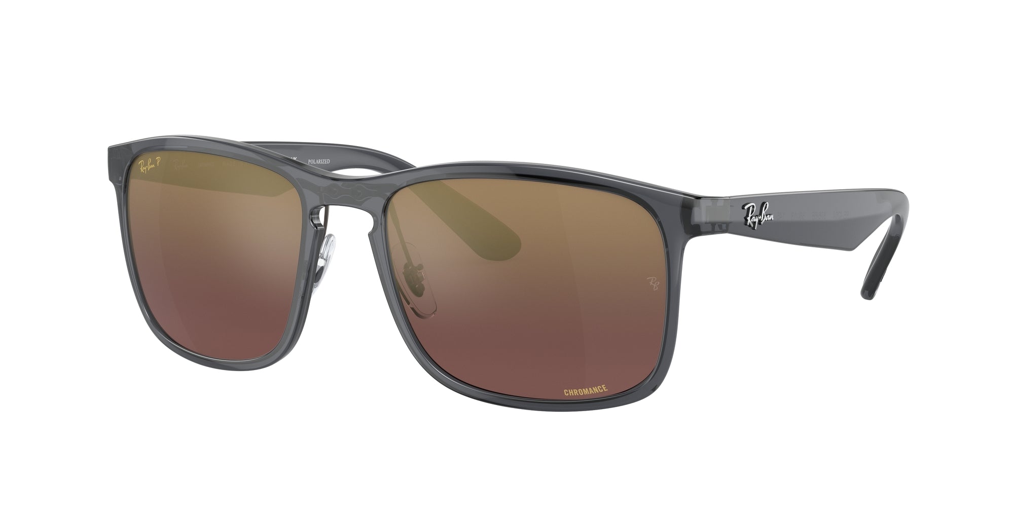 Ray - Ban Uomo Rb4264  876/6B Occhiali Da Sole Nylon Grigio Viola Squadrata Polarizzata