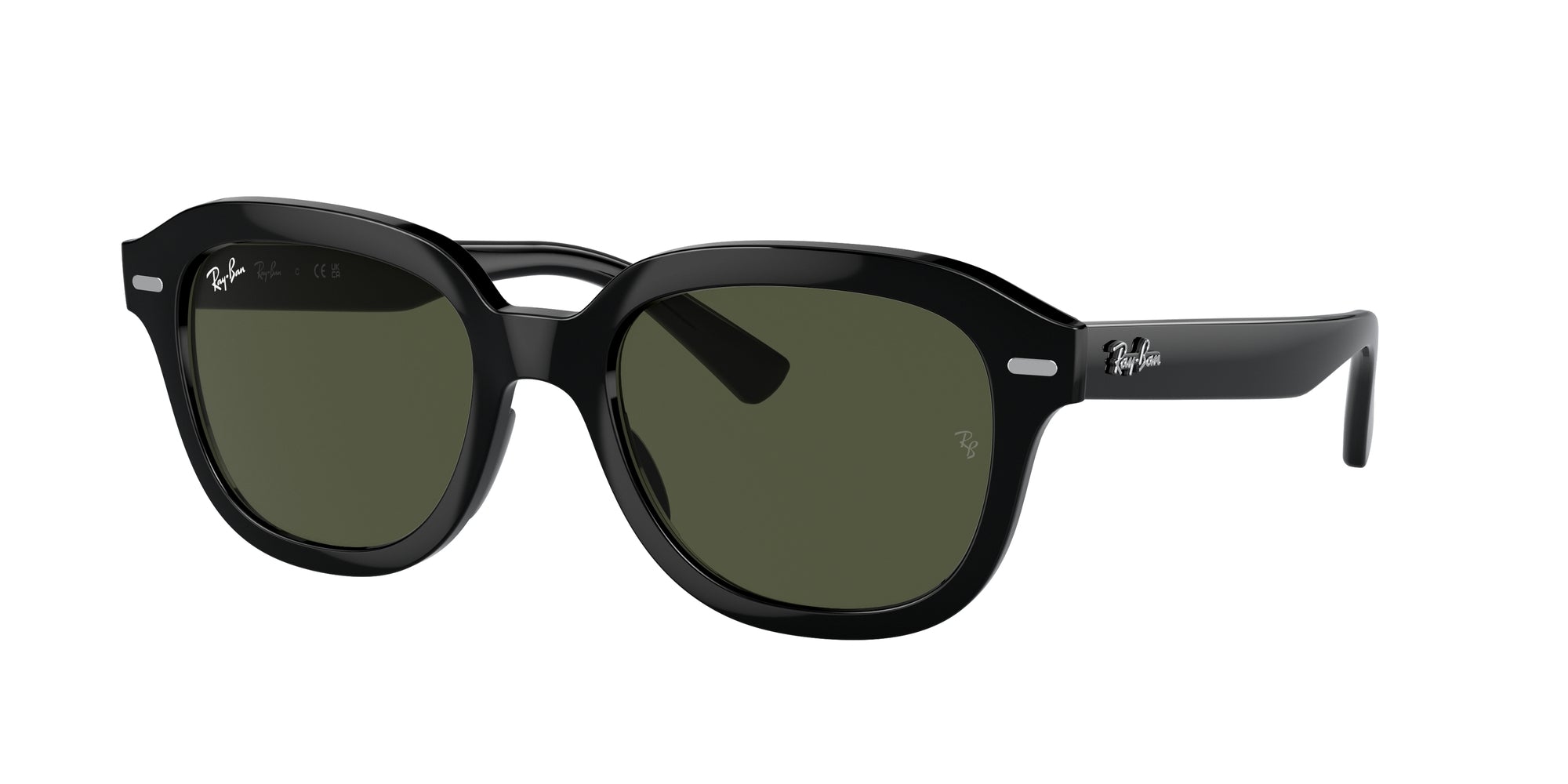 Ray - Ban Unisex Rb4398 Erik 901/31 Occhiali Da Sole Iniettato Nero Verde Squadrata Normale