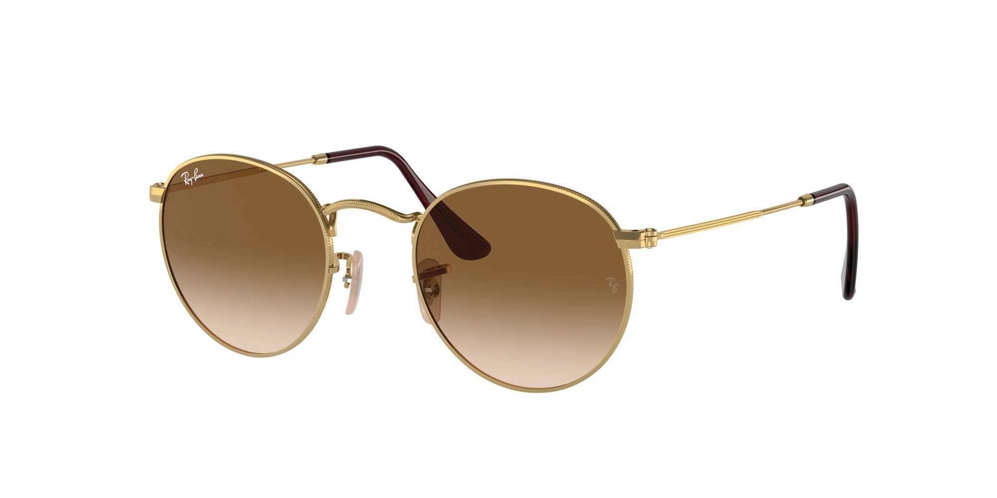 Ray - Ban Unisex Rb3447 Round Metal 001/51 Occhiali Da Sole Metallo Oro Marrone Rotonda Normale Sfumato