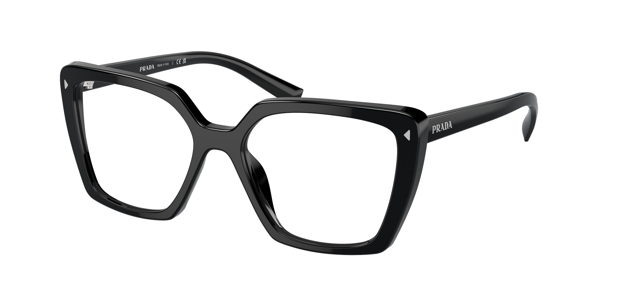 Prada Donna Pr 16Zv  1Ab1O1 Montature Da Vista Acetato Nero Trasparente Squadrata Normale