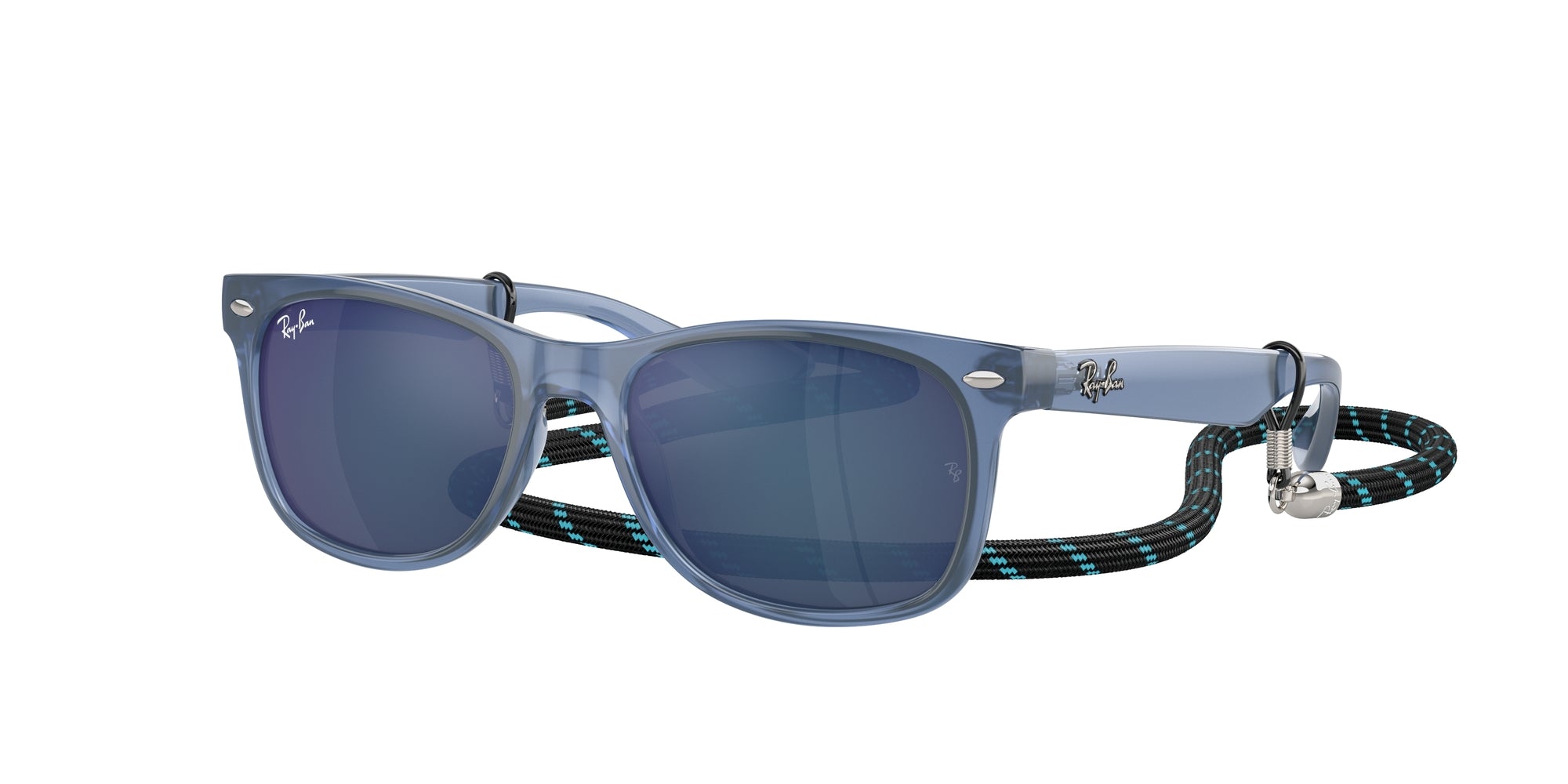 Ray - Ban Bambino Rj9052S Junior New Wayfarer 714855 Occhiali Da Sole Iniettato Blu Blu Squadrata Normale