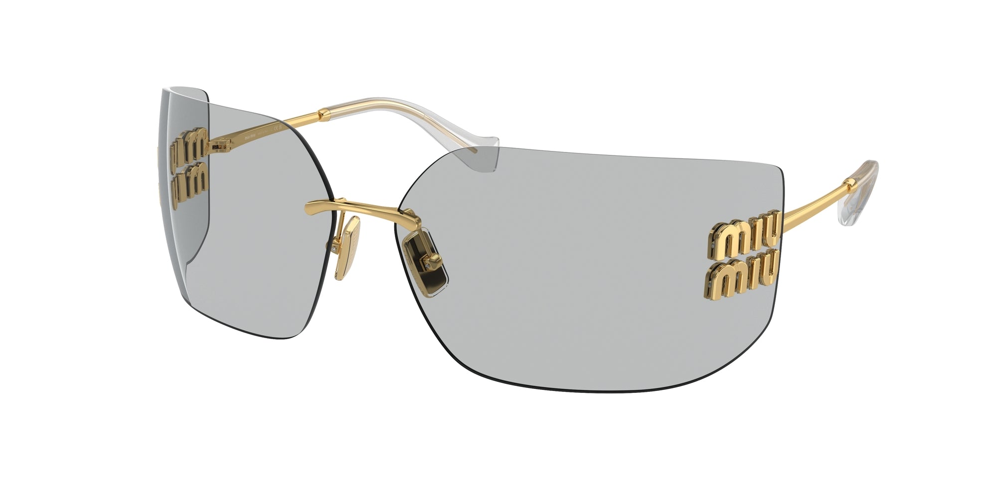 Miu Miu Donna Mu 54Ys  5Ak30B Occhiali Da Sole Metallo Oro Grigio Geometrica Normale