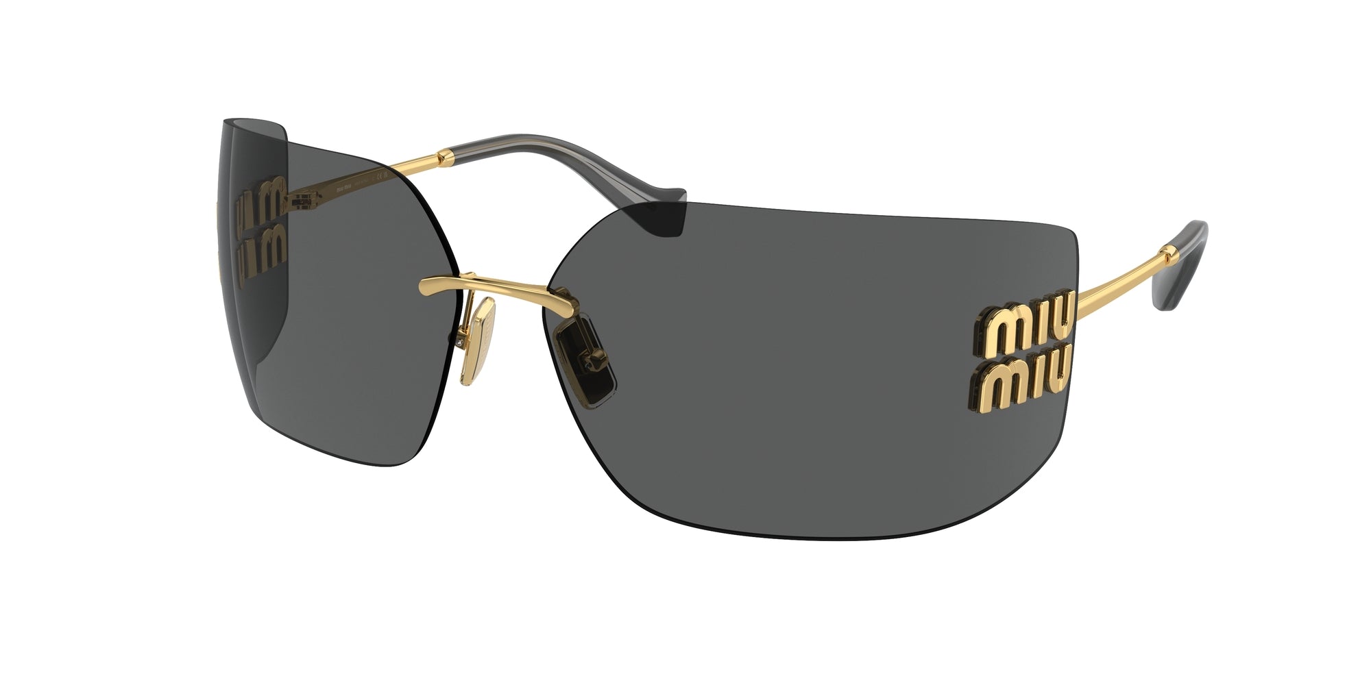 Miu Miu Donna Mu 54Ys  5Ak5S0 Occhiali Da Sole Metallo Oro Grigio Geometrica Normale