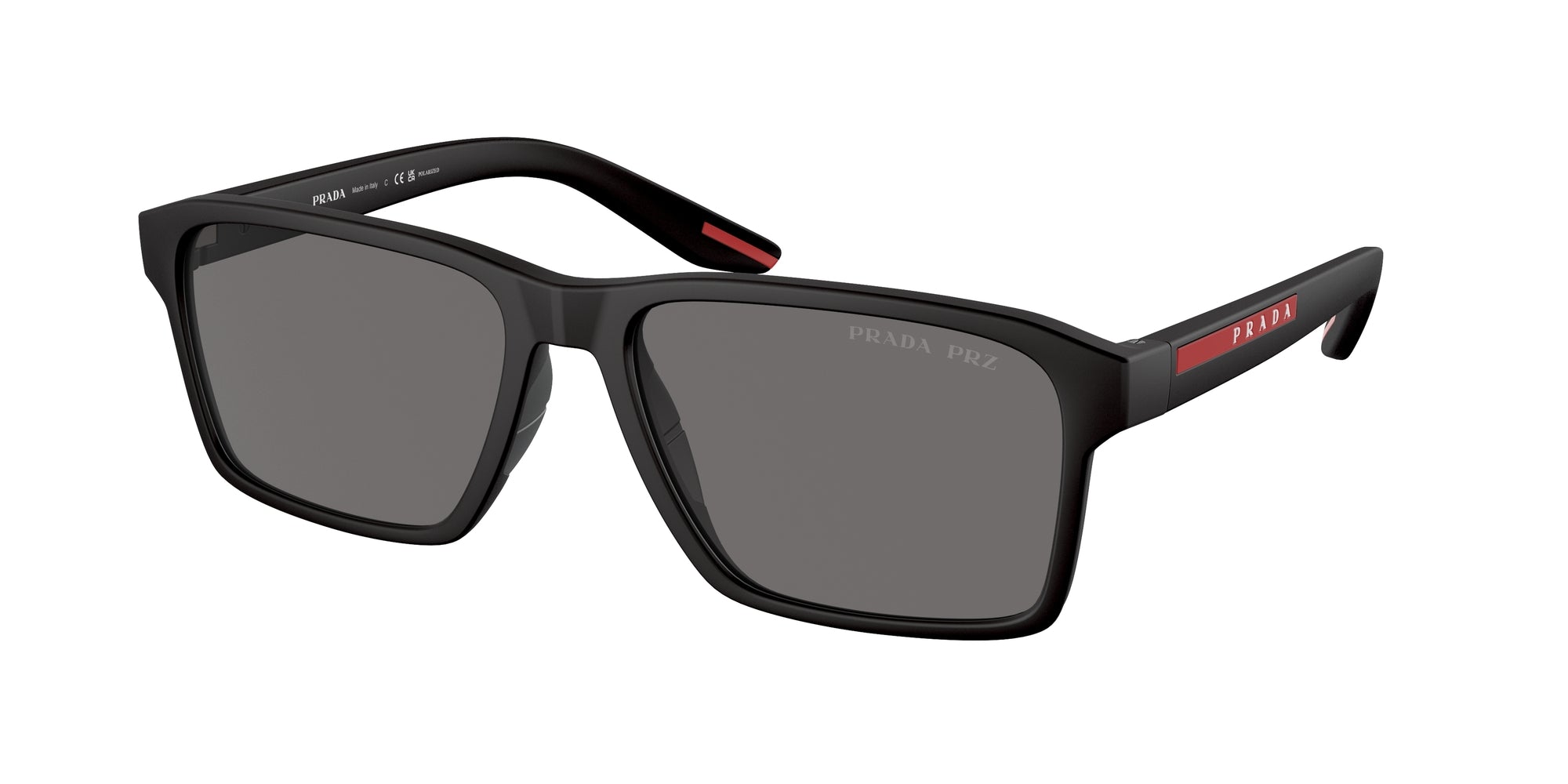 Prada Linea Rossa Uomo Ps 05Ys  Dg002G Occhiali Da Sole Iniettato Nero Grigio Squadrata Polarizzata