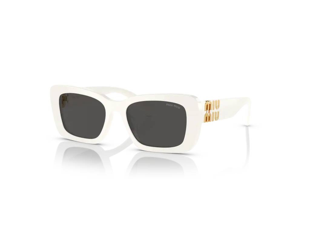Miu Miu Donna Mu 07Ys  1425S0 Occhiali Da Sole Acetato Bianco Grigio Squadrata Normale