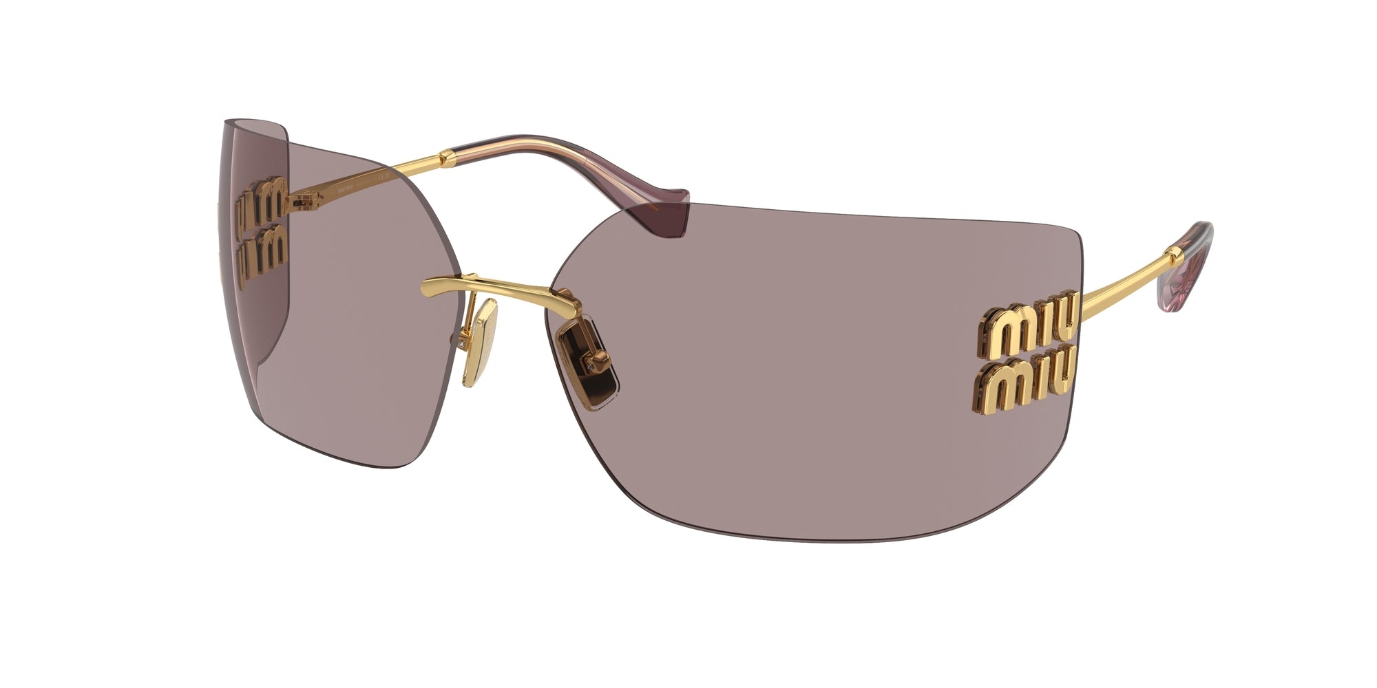 Miu Miu Donna Mu 54Ys  5Ak06I Occhiali Da Sole Metallo Oro Marrone Geometrica Normale