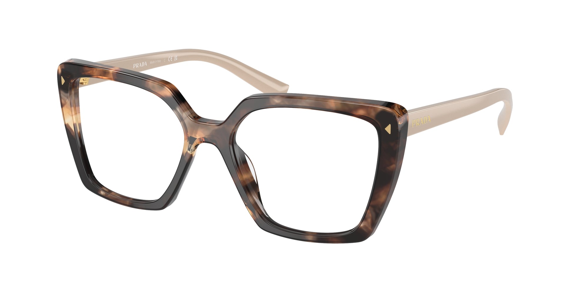 Prada Donna Pr 16Zv  07R1O1 Montature Da Vista Acetato Tartaruga Trasparente Squadrata Normale