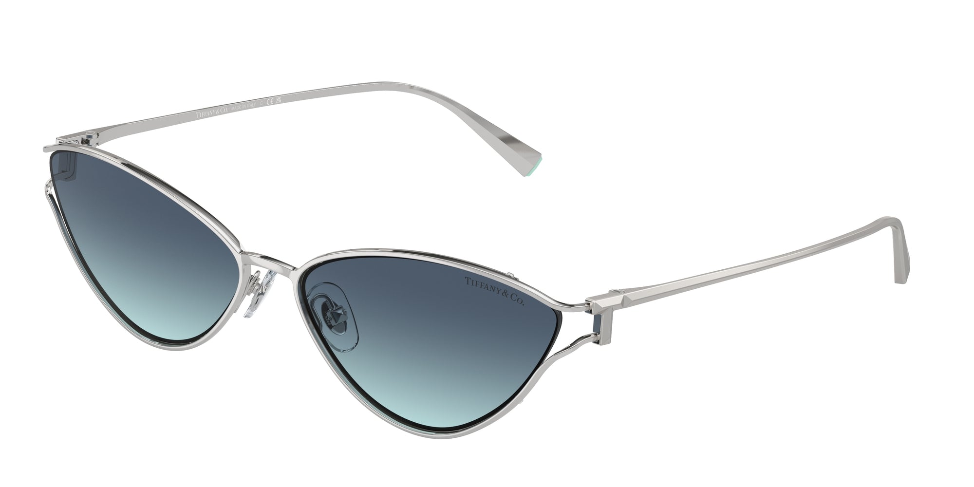Tiffany Donna Tf3095  60019S Occhiali Da Sole Metallo Argento Blu Cat Eye Normale Sfumato