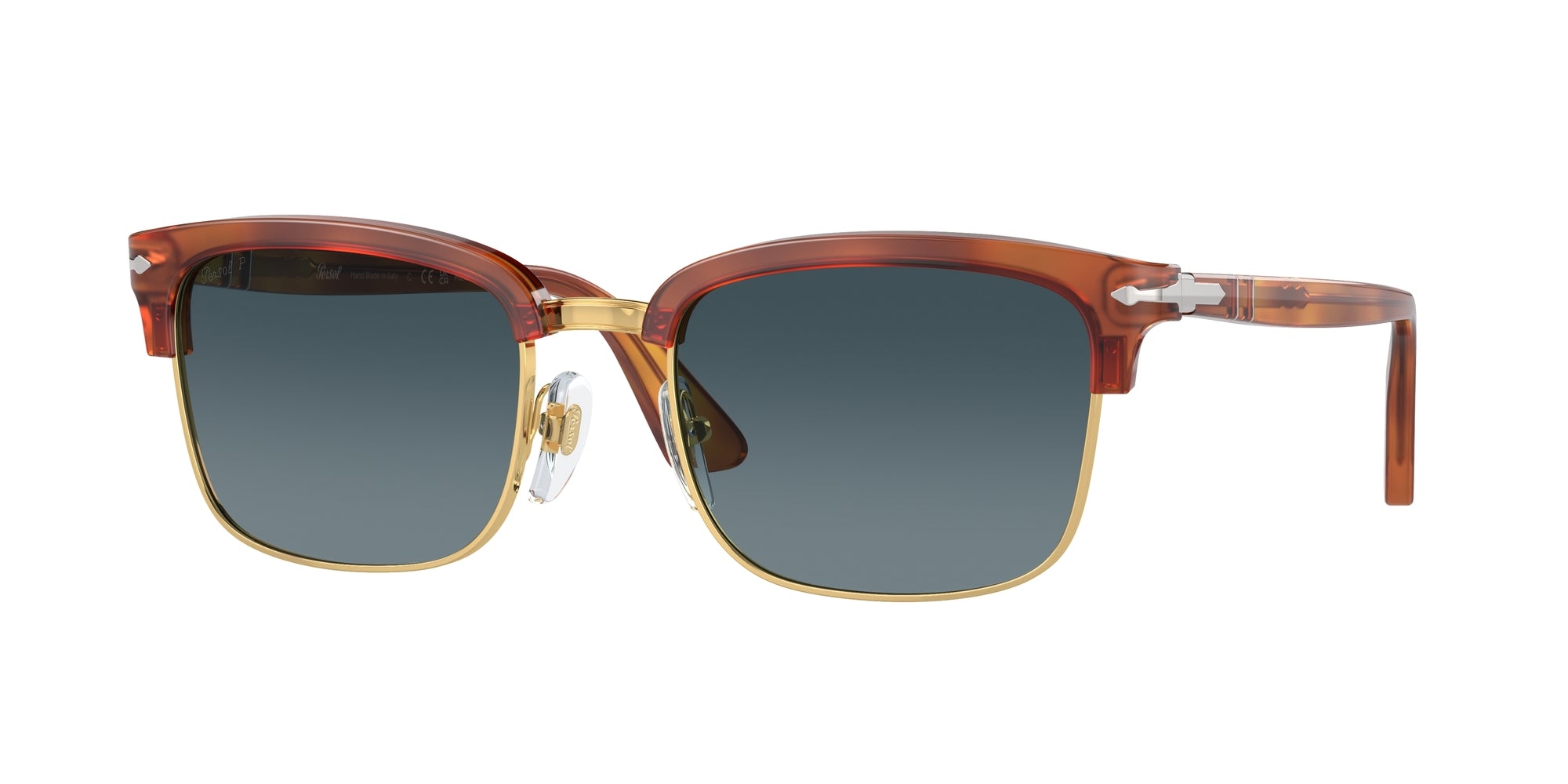 Persol Unisex Po3327S  96/S3 Occhiali Da Sole Acetato Tartaruga Blu Squadrata Polarizzata Sfumato