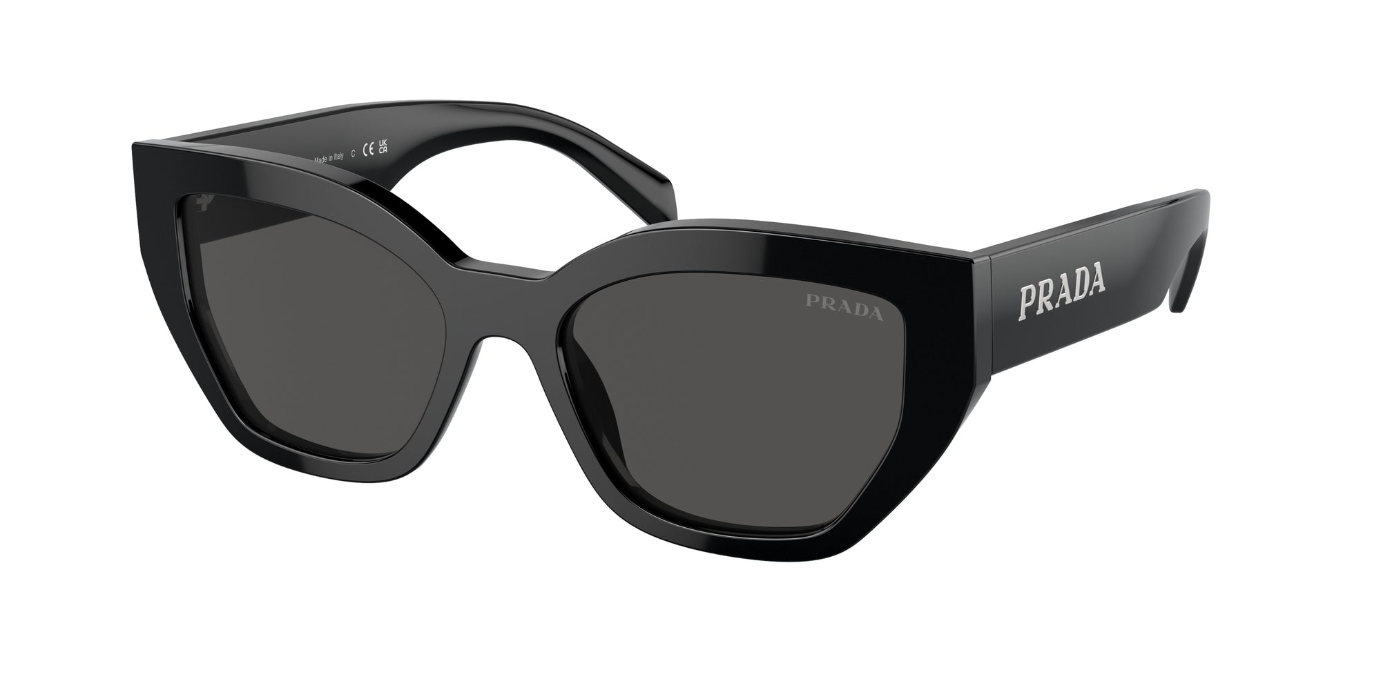 Prada Donna Pr A09S  1Ab5S0 Occhiali Da Sole Acetato Nero Grigio Farfalla Normale