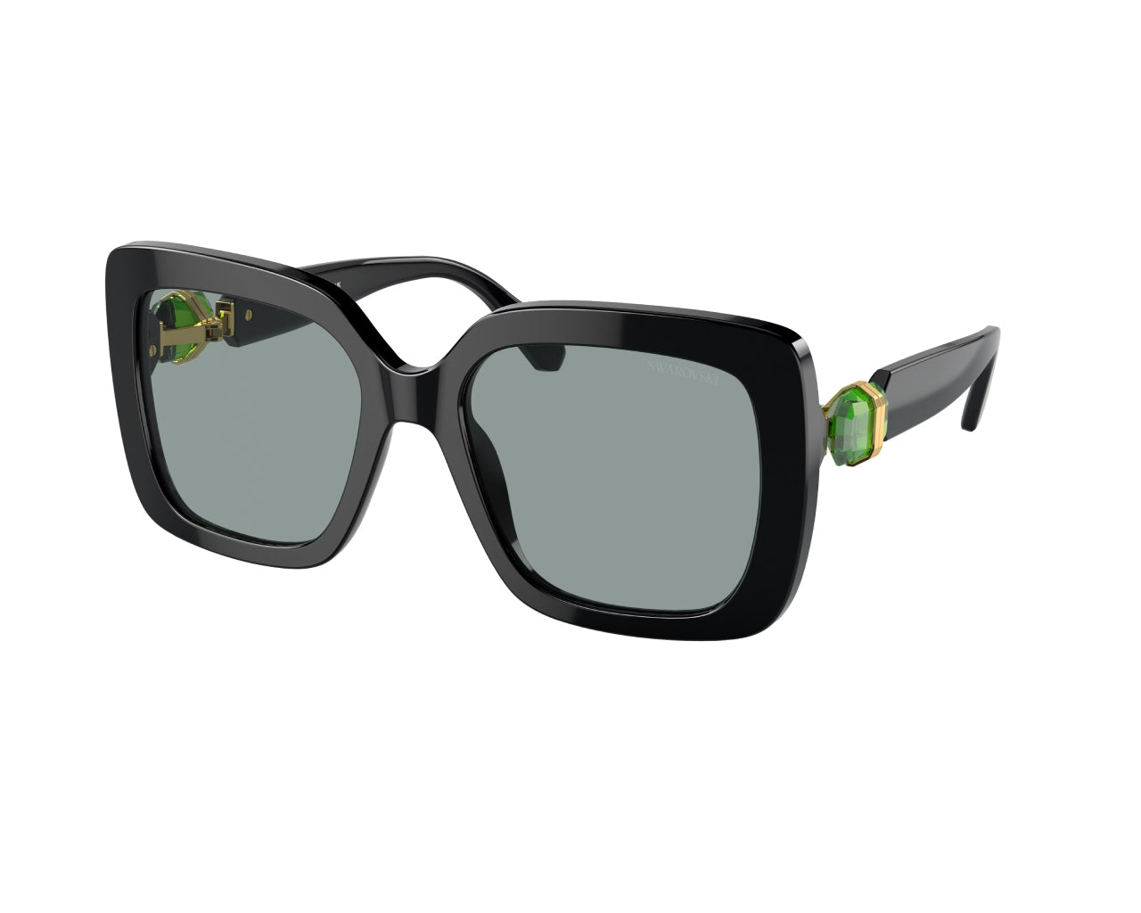 Swarovski Donna Sk6001 1001/1 Occhiali Da Sole Acetato Nero Grigio Squadrata Normale