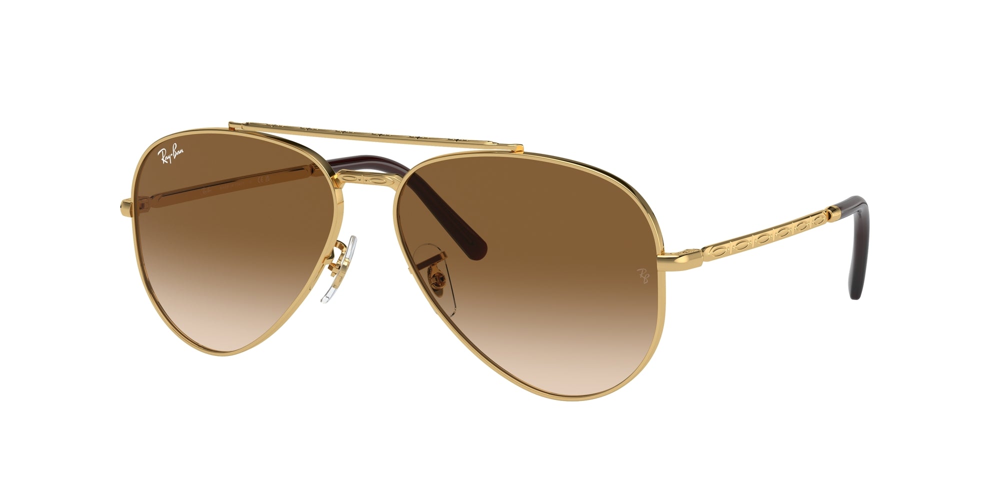 Ray - Ban Unisex Rb3625 New Aviator 001/51 Occhiali Da Sole Metallo Oro Marrone Pilot Normale Sfumato