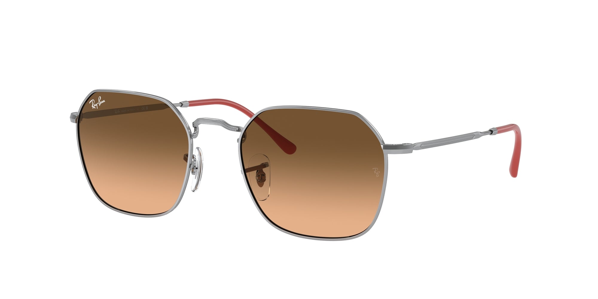 Ray - Ban Unisex Rb3694 Jim 003/3B Occhiali Da Sole Metallo Argento Rosa Geometrica Normale Sfumato