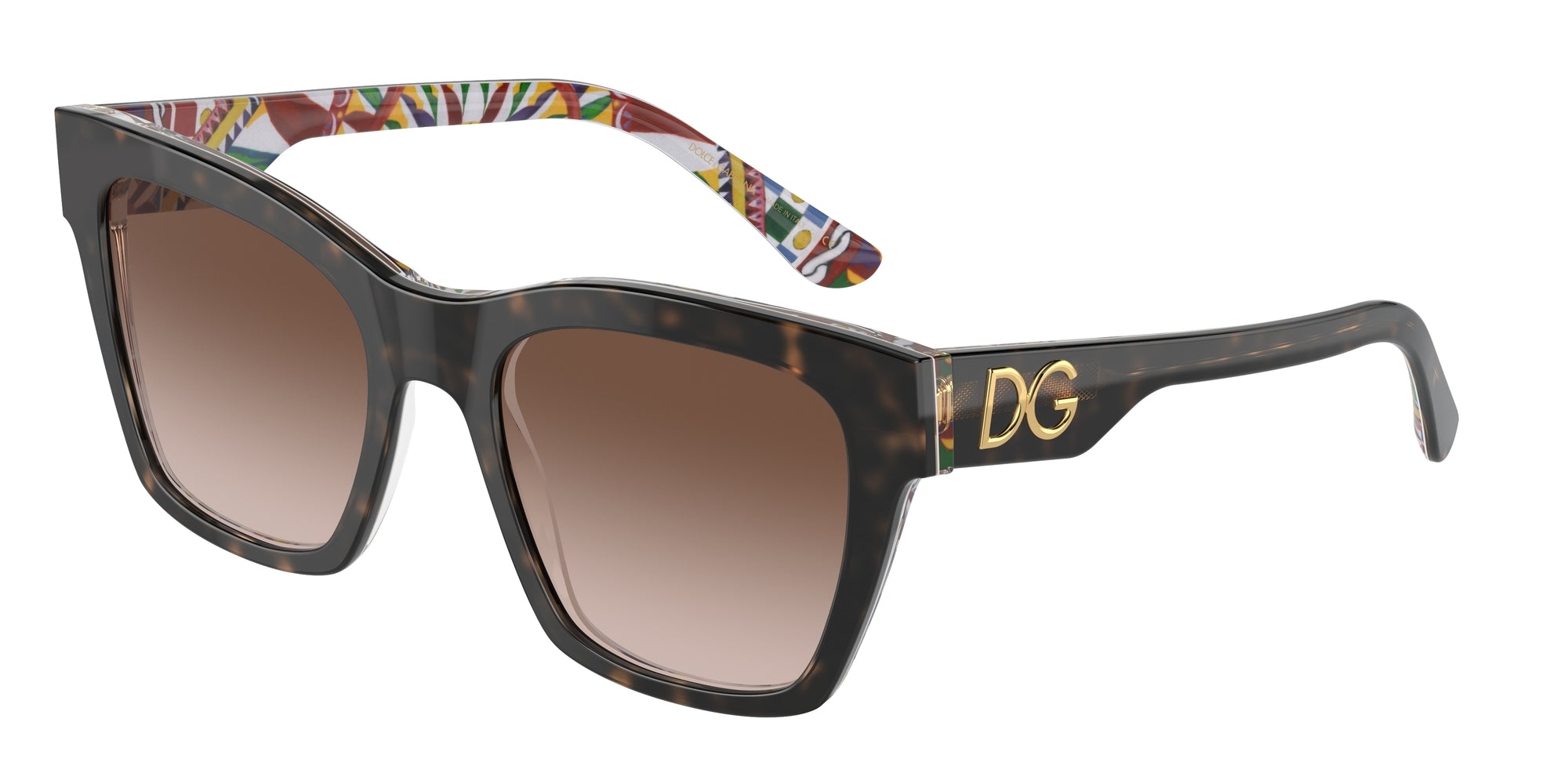 Dolce & Gabbana Donna Dg4384  321773 Occhiali Da Sole Acetato Tartaruga Marrone Squadrata Normale Sfumato