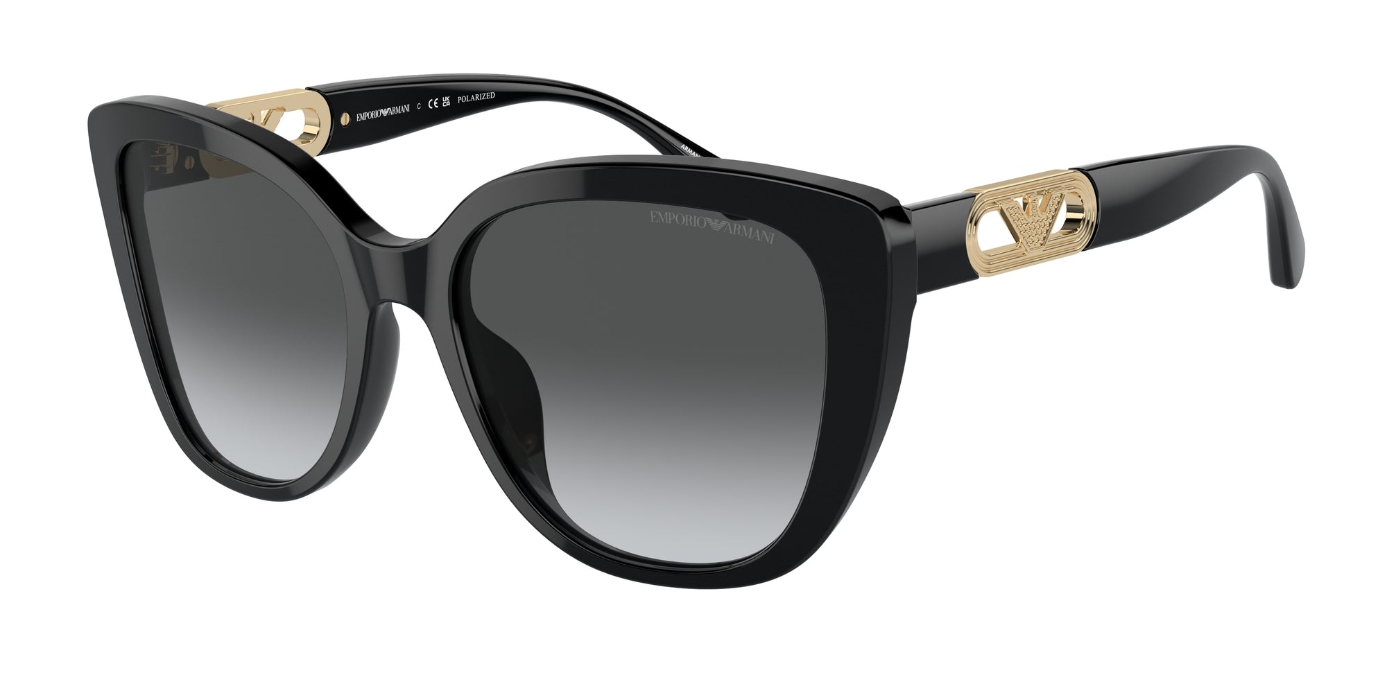Emporio Armani Donna Ea4214U  50178G Occhiali Da Sole Acetato Nero Grigio Farfalla Polarizzata Sfumato