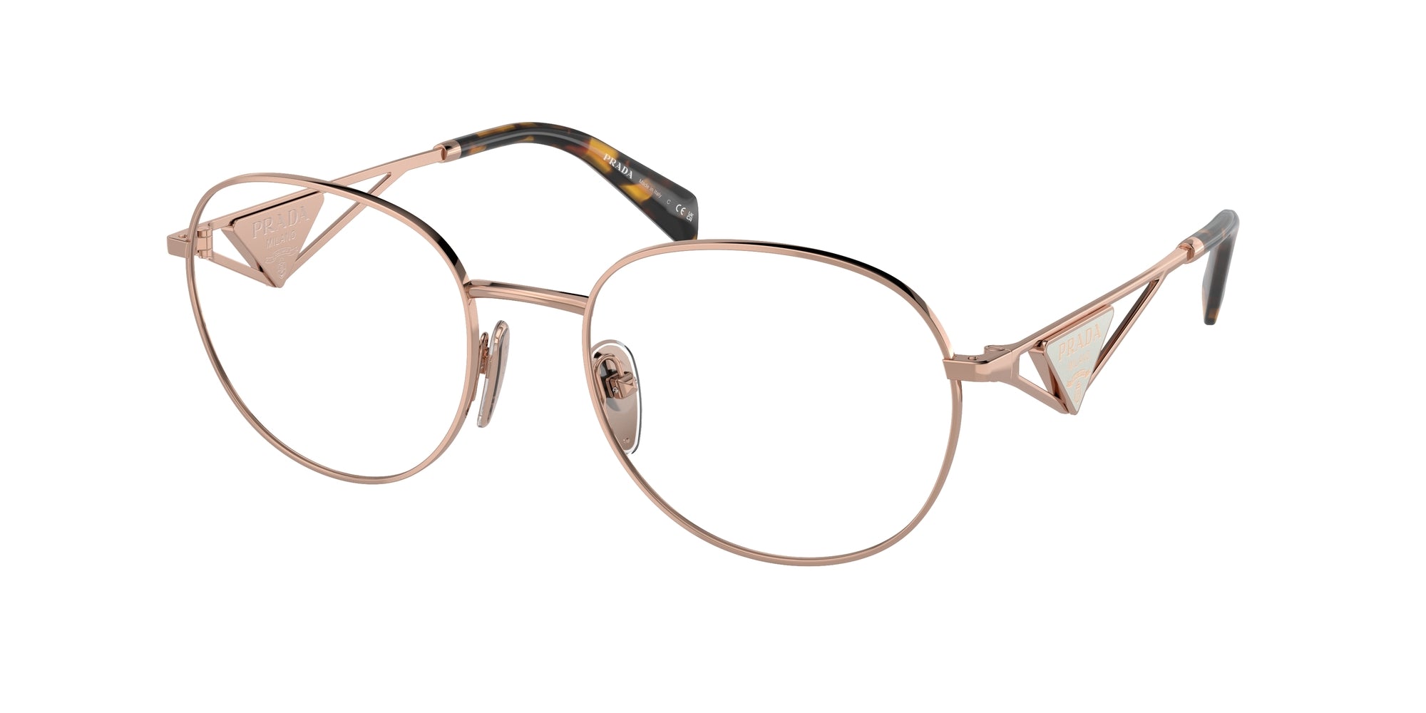 Prada Donna Pr A50V  Svf1O1 Montature Da Vista Metallo Oro Trasparente Rotonda Normale