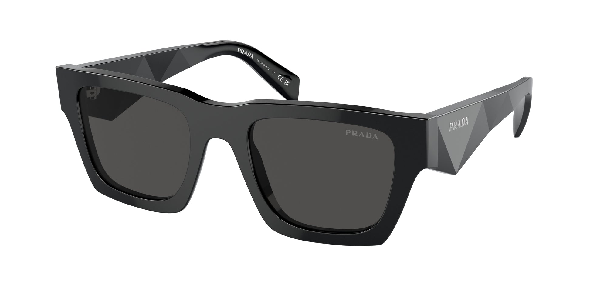 Prada Uomo Pr A06S  16K08Z Occhiali Da Sole Acetato Nero Grigio Pillow Normale