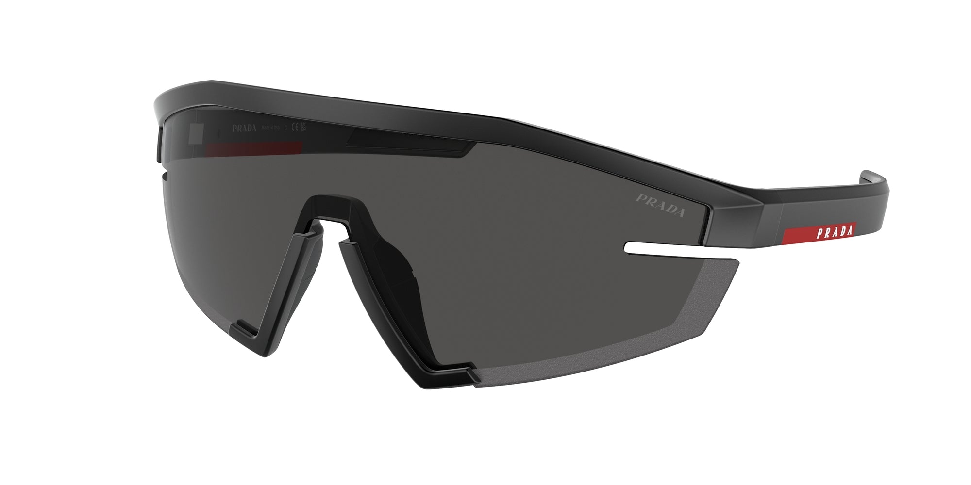 Prada Linea Rossa Uomo Ps 03Zs  1Bo06F Occhiali Da Sole Iniettato Nero Grigio Geometrica Normale