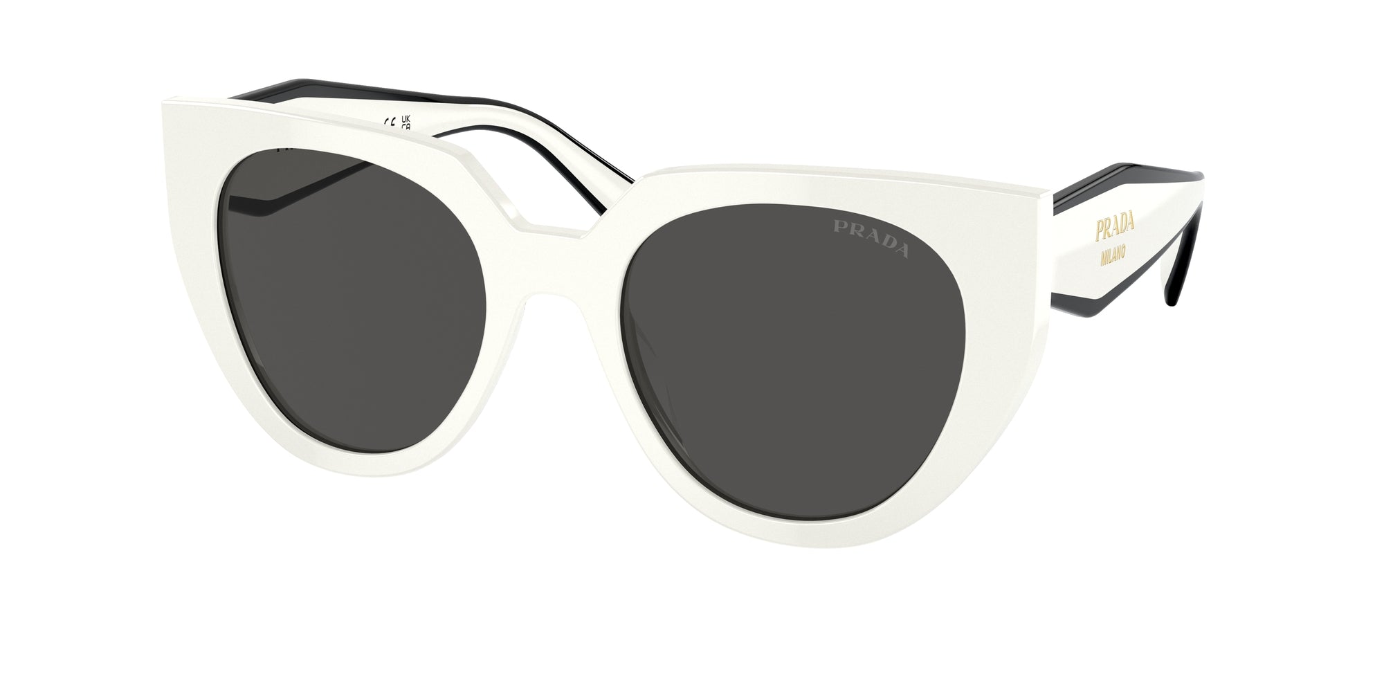 Prada Donna Pr 14Ws  1425S0 Occhiali Da Sole Acetato Bianco Grigio Cat Eye Normale