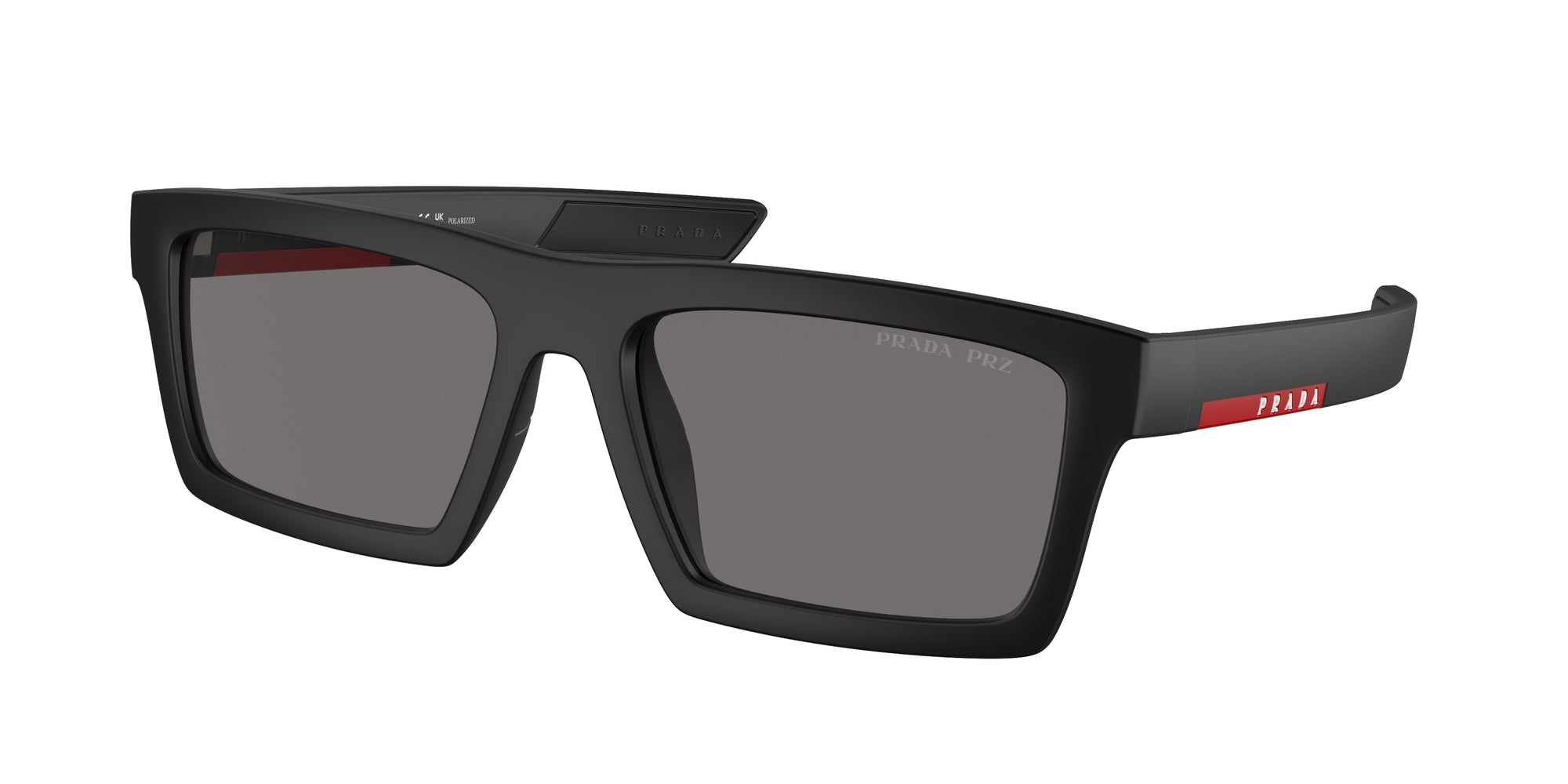 Prada Linea Rossa Uomo Ps 02Zsu  1Bo02G Occhiali Da Sole Nylon Nero Grigio Squadrata Polarizzata