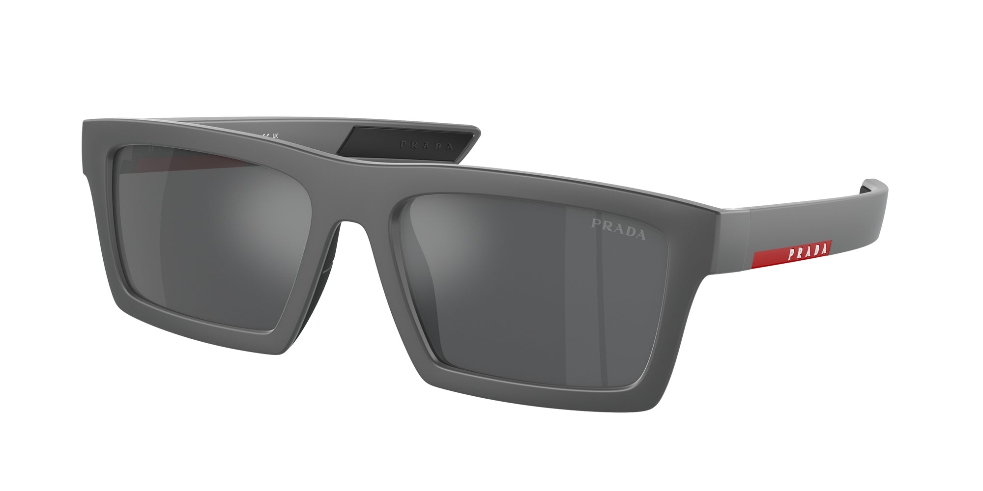 Prada Linea Rossa Uomo Ps 02Zsu  18K60A Occhiali Da Sole Nylon Grigio Grigio Squadrata Specchiate Specchiato