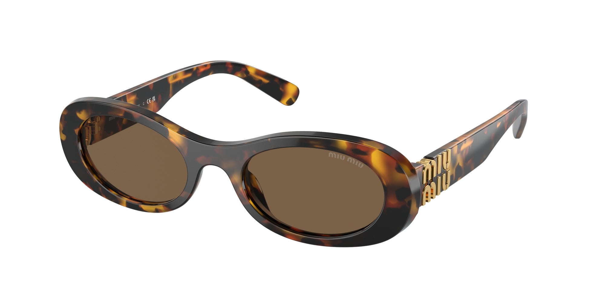 Miu Miu Donna Mu 06Zs  Vau06B Occhiali Da Sole Acetato Tartaruga Marrone Rotonda Normale
