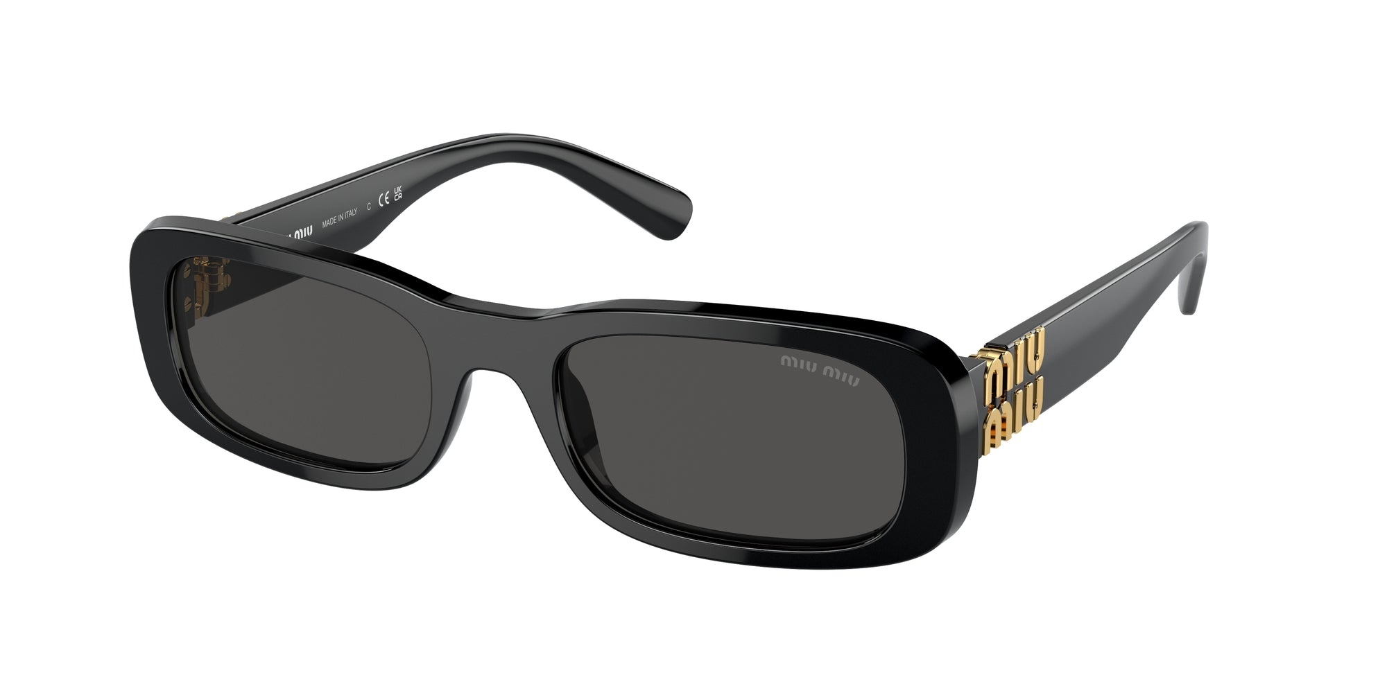 Miu Miu Donna Mu 08Zs  1Ab5S0 Occhiali Da Sole Acetato Nero Grigio Squadrata Normale