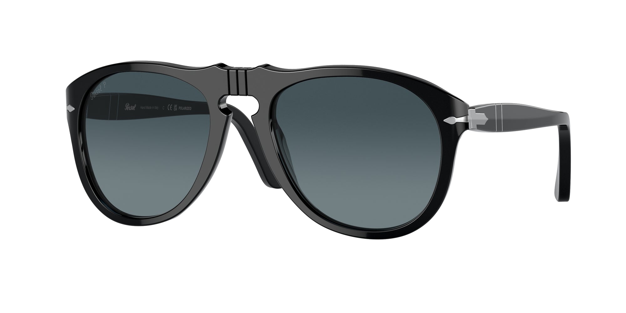 Persol Uomo Po0649 95/S3 Occhiali Da Sole Acetato Nero Blu Pilot Polarizzata Sfumato