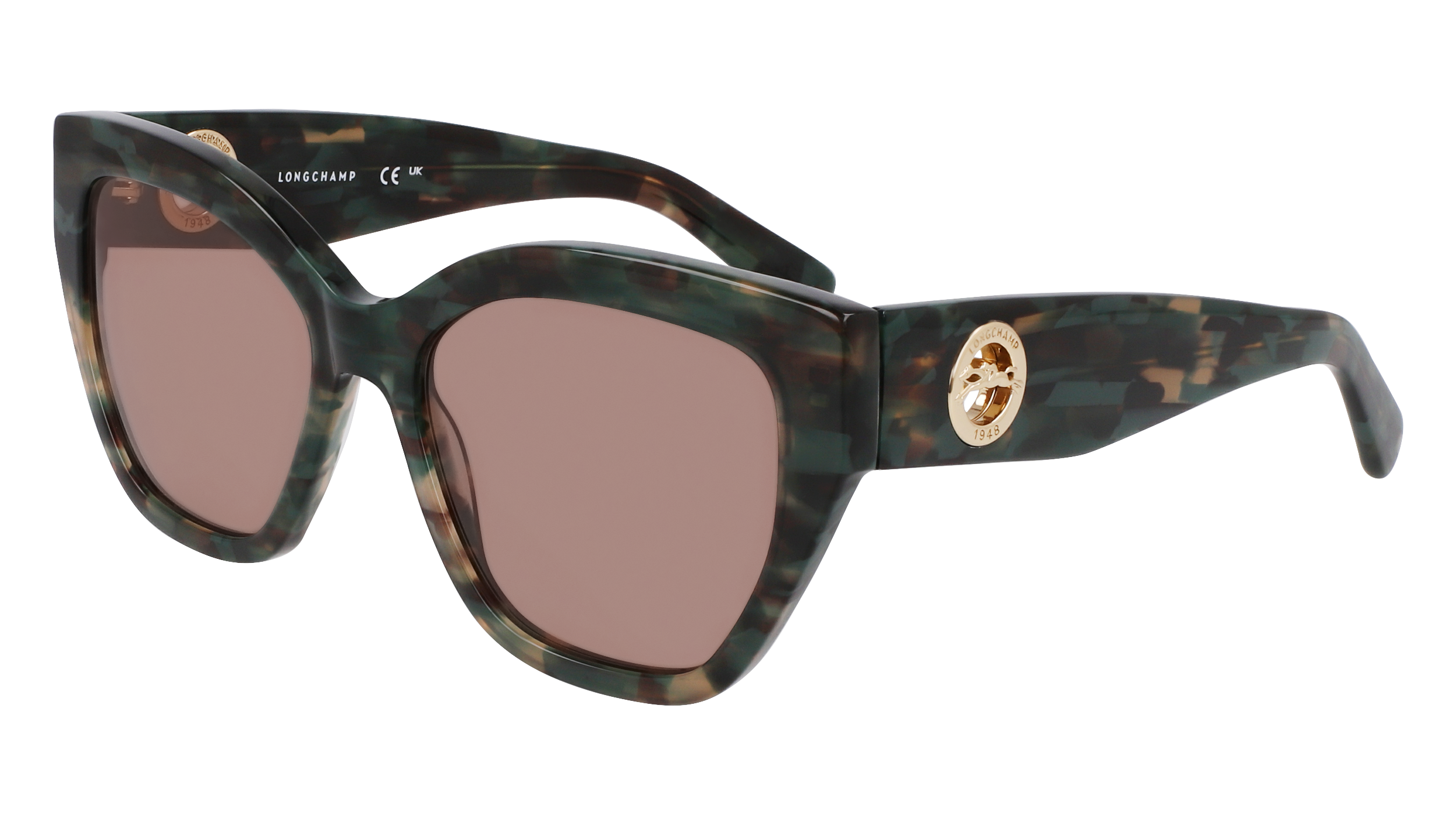 Longchamp Donna Lo741S 306 Occhiali Da Sole Acetato Verde Marrone Farfalla Normale Normale