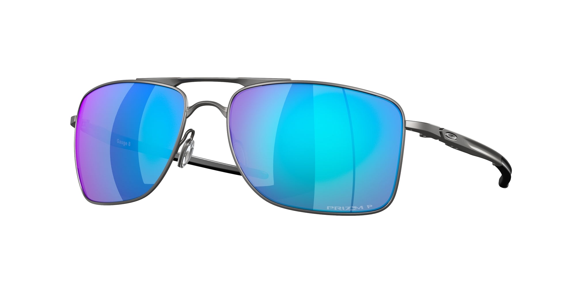 Oakley Uomo Oo4124 Gauge 8 412406 Occhiali Da Sole Metallo Grigio Blu Squadrata Polarizzata Prizm Iridium
