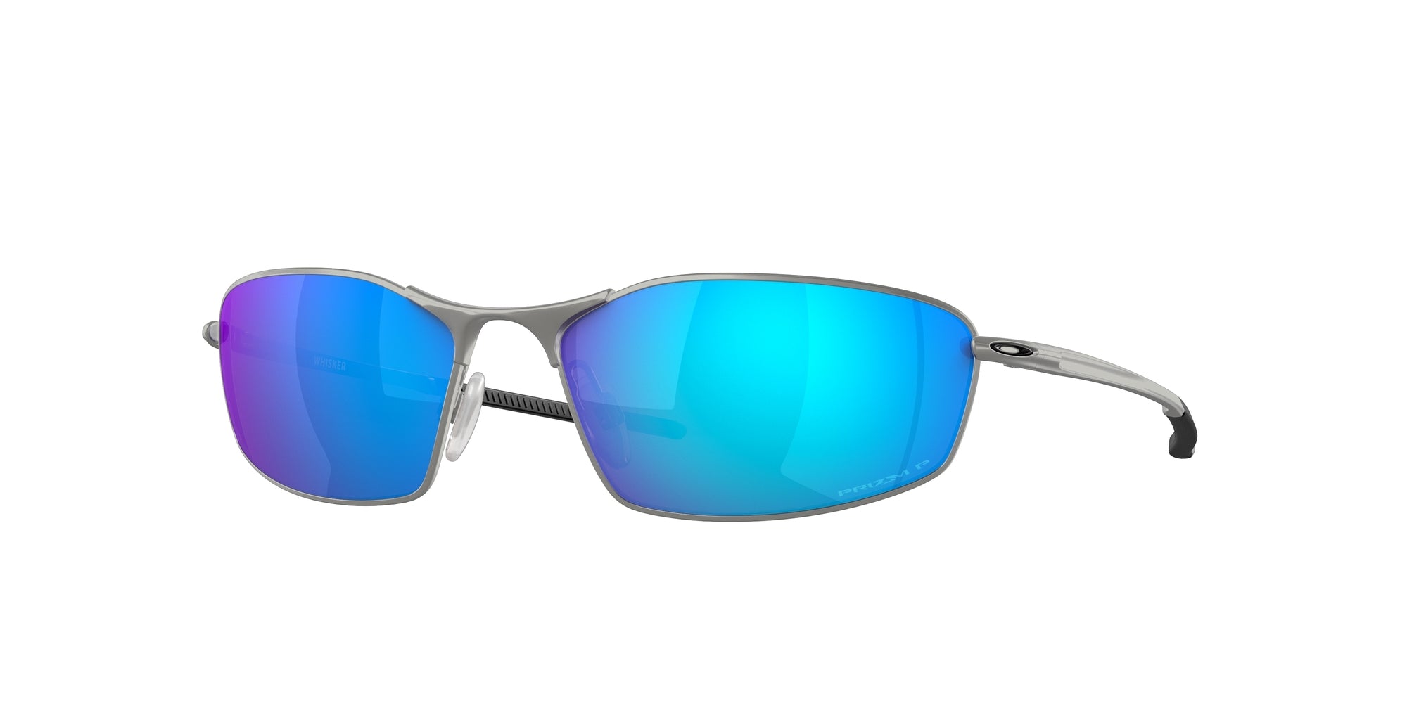 Oakley Uomo Oo4141 Whisker 414104 Occhiali Da Sole Metallo Argento Blu Rotonda Polarizzata Prizm