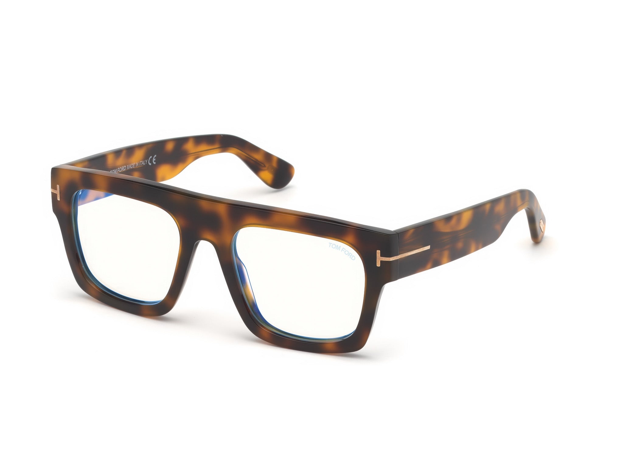 Tom Ford Uomo Ft5634-B 56 Montature Da Vista Acetato Havana  Geometrica Normale