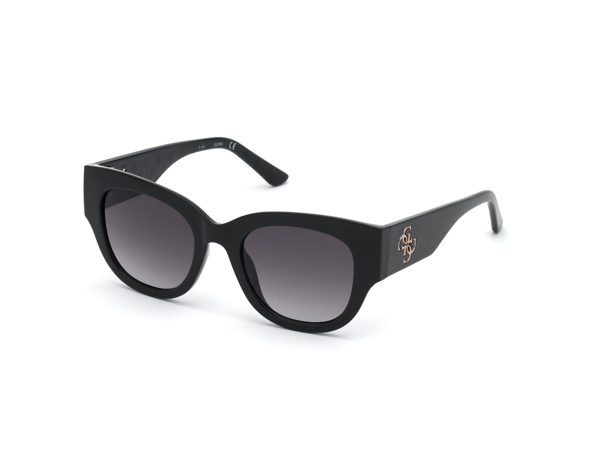 Guess Donna Gu7680 01B Occhiali Da Sole Iniettato Nero Grigio Farfalla Normale Sfumato
