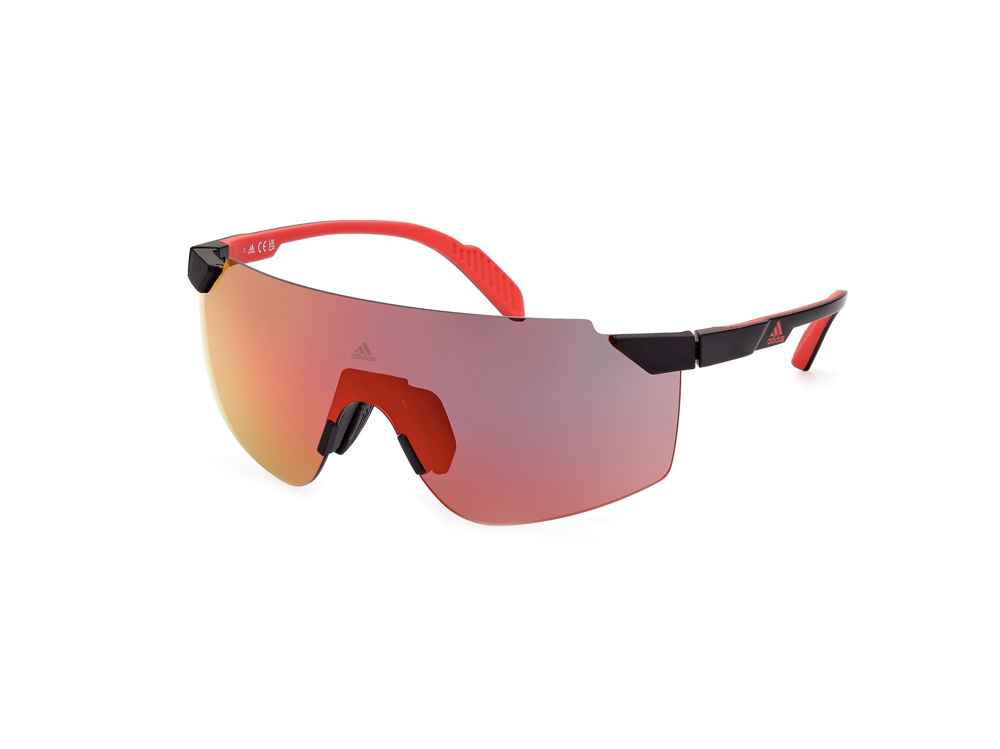 Adidas Sport Uomo Sp0056 02L Occhiali Da Sole Plastica Nero-Opaco Trasparente Maschera Specchiate
