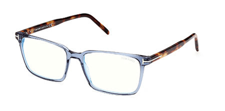 Tom Ford Uomo Ft5802-B 090 Montature Da Vista Acetato Blu  Squadrata Anti-Luce Blu