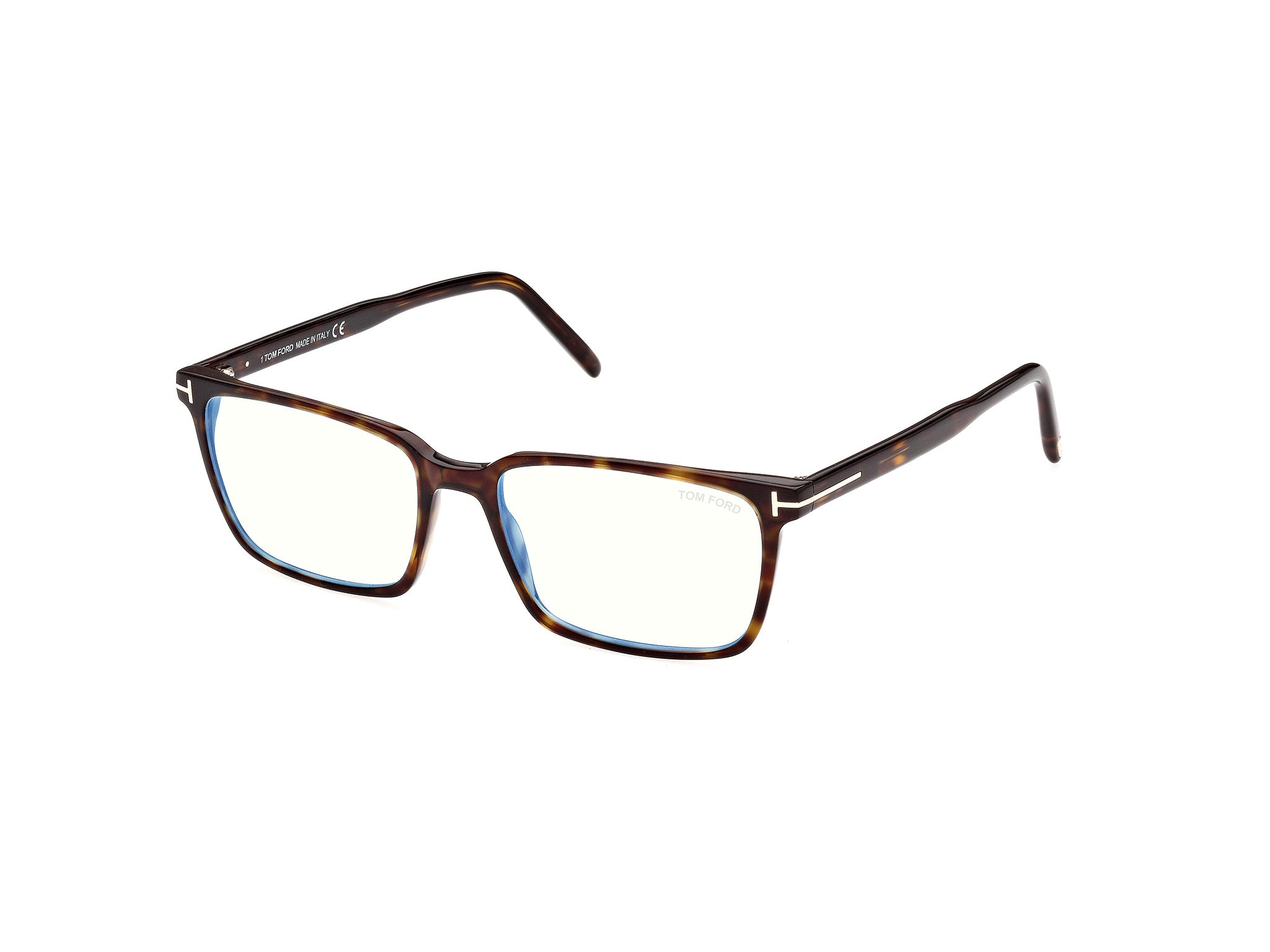 Tom Ford Uomo Ft5802-B 52 Montature Da Vista Acetato Havana  Squadrata Anti-Luce Blu