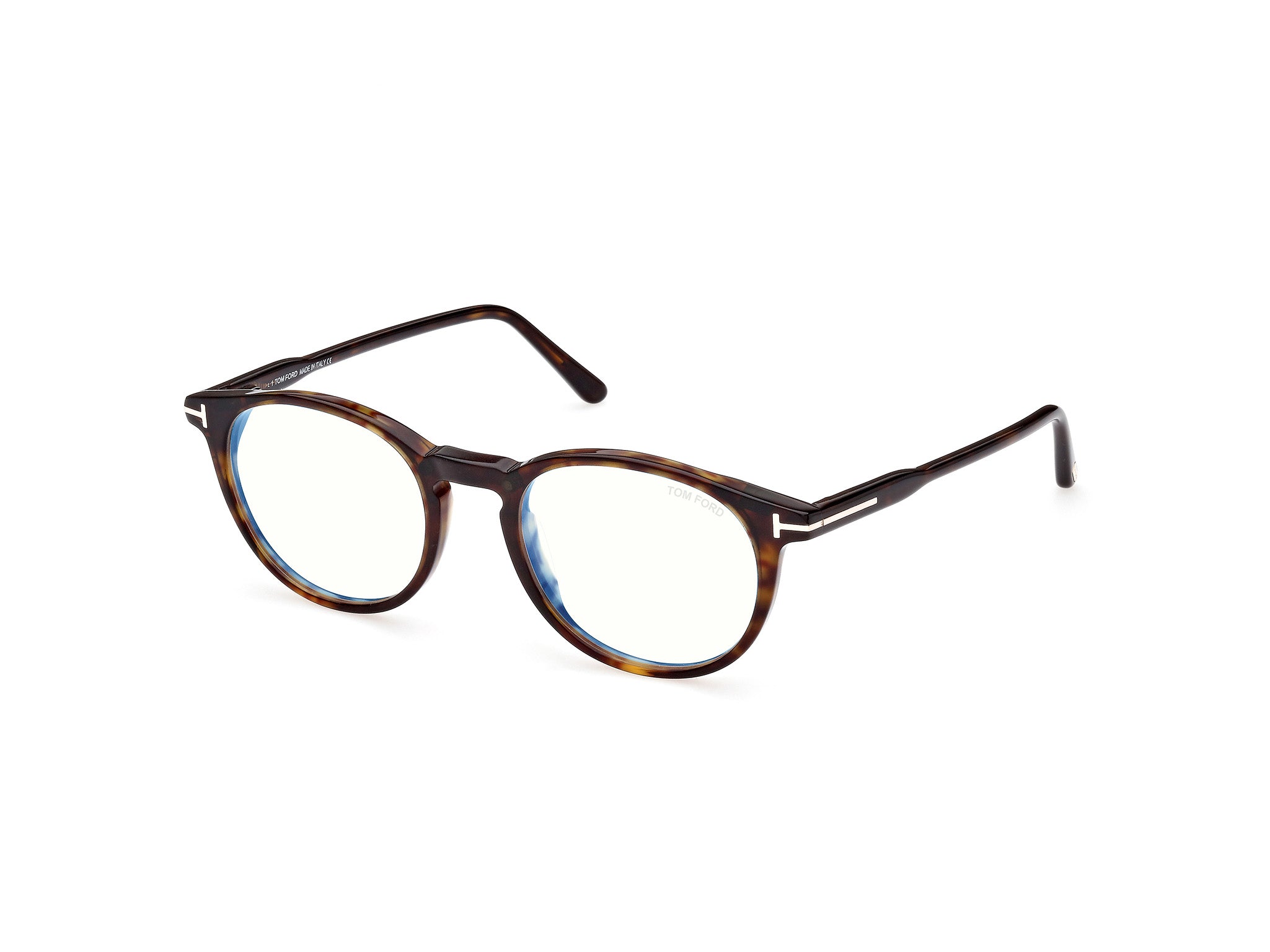 Tom Ford Uomo Ft5823-H-B 052 Occhiali Anti Luce Blu Acetato Havana  Rotonda Anti-Luce Blu