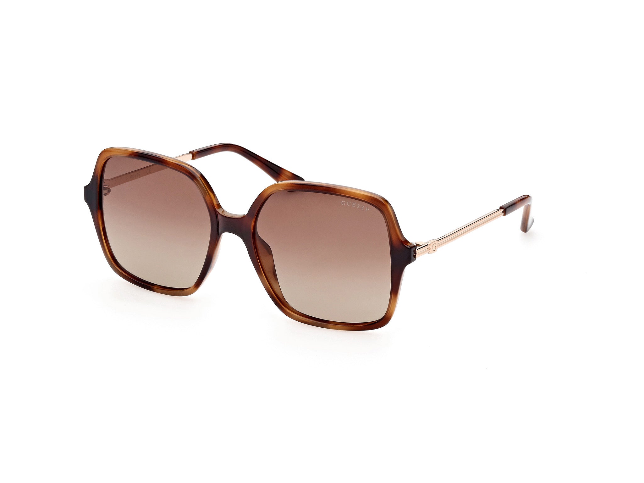 Guess Donna Gu7845 53H Occhiali Da Sole Iniettato Havana Marrone Squadrata Polarizzata