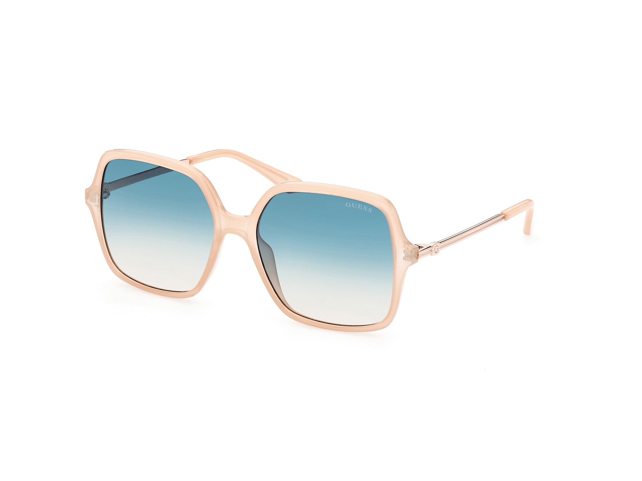 Guess Donna Gu7845 57P Occhiali Da Sole Iniettato Beige Verde Squadrata Normale Sfumato
