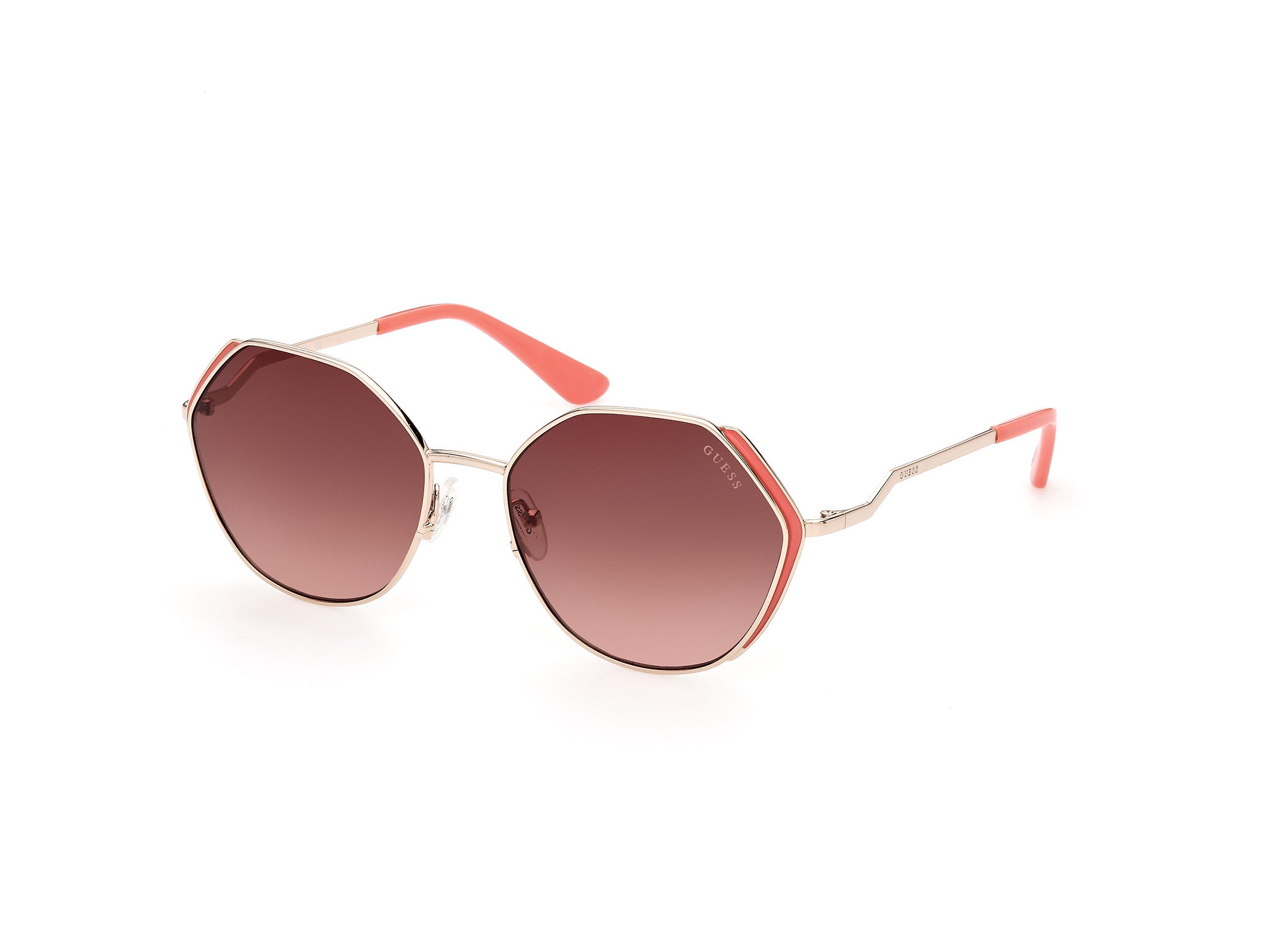 Guess Donna Gu7842 32F Occhiali Da Sole Metallo Oro Marrone Geometrica Normale Sfumato