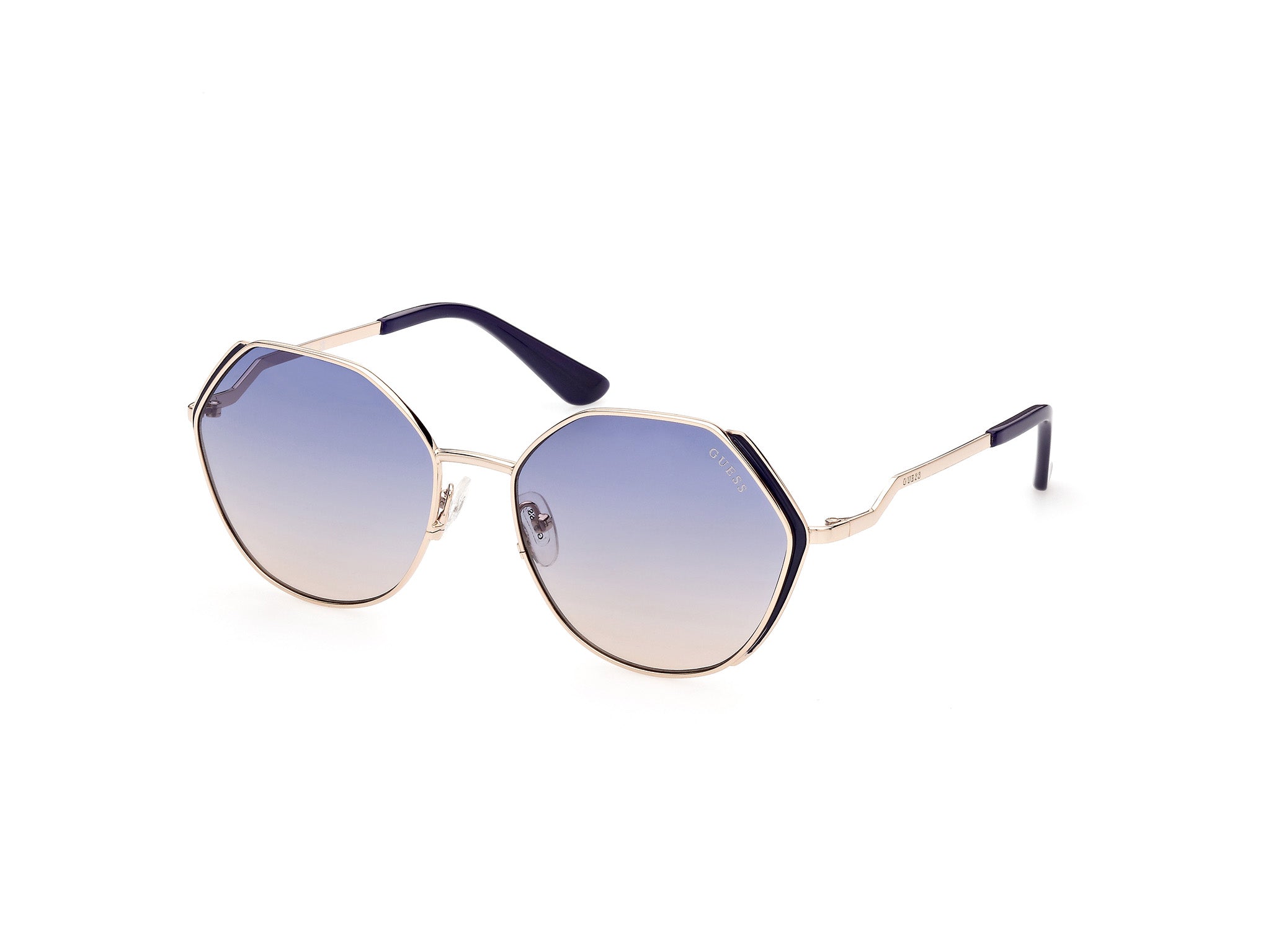 Guess Donna Gu7842 32W Occhiali Da Sole Metallo Oro Blu Geometrica Normale Sfumato