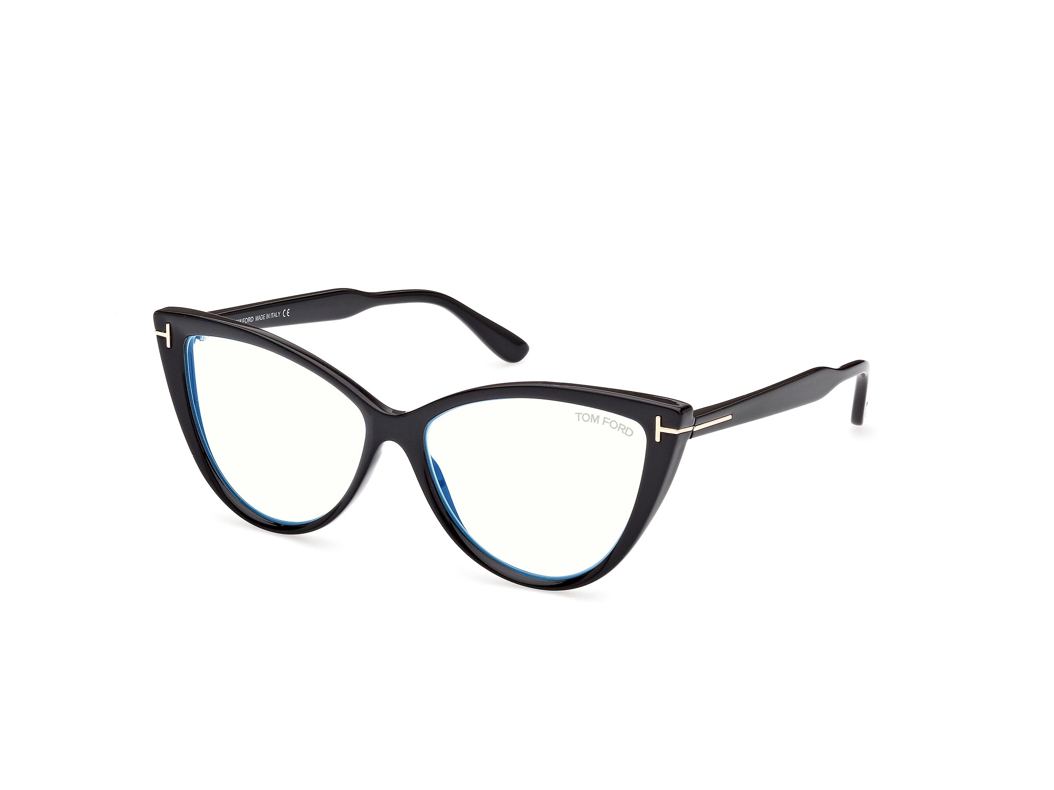 Tom Ford Donna Ft5843-B 001 Occhiali Anti Luce Blu Plastica Nero  Cat Eye Anti-Luce Blu