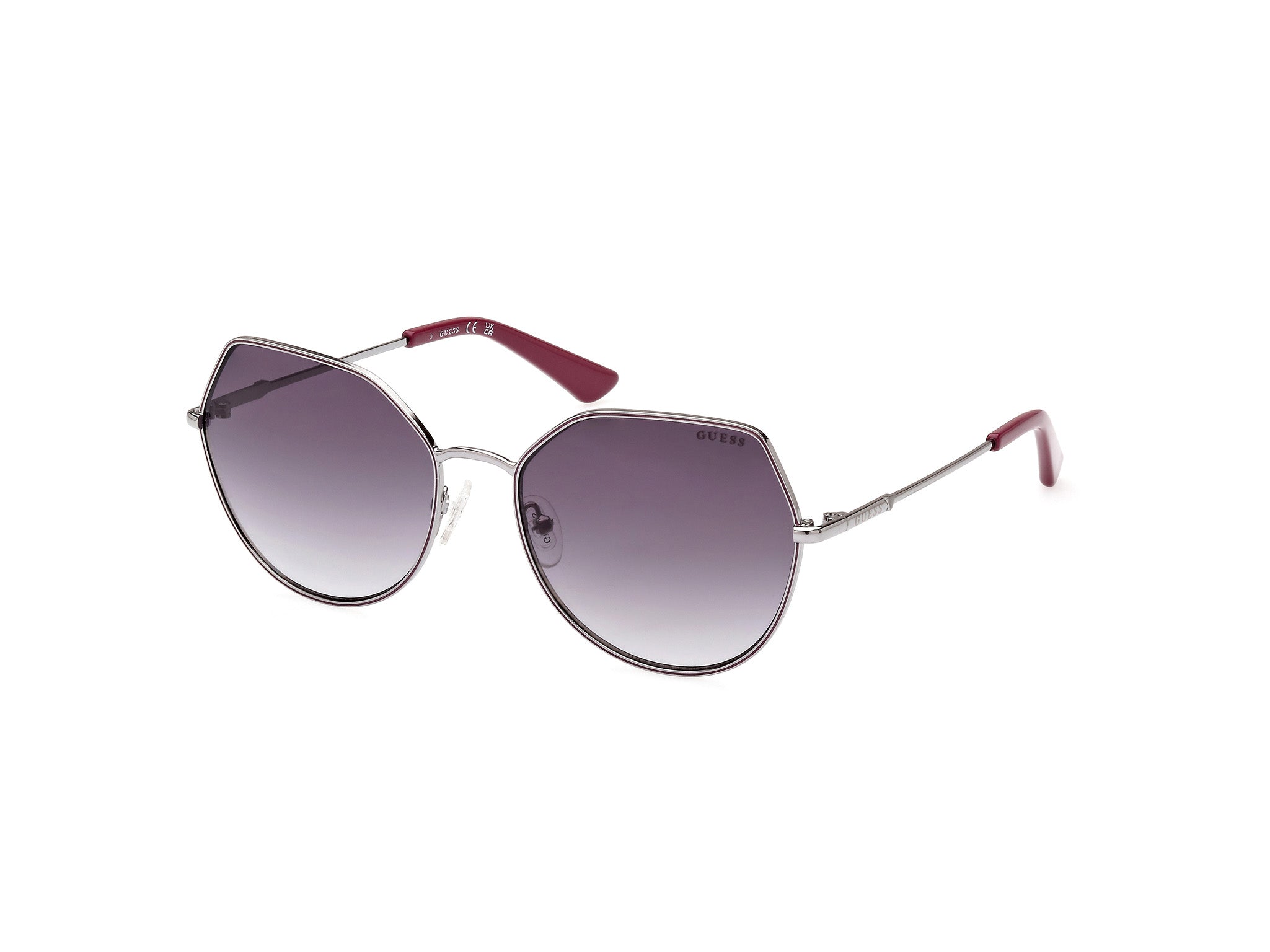 Guess Donna Gu7867 08B Occhiali Da Sole Metallo Argento Fumo Geometrica Normale Sfumato