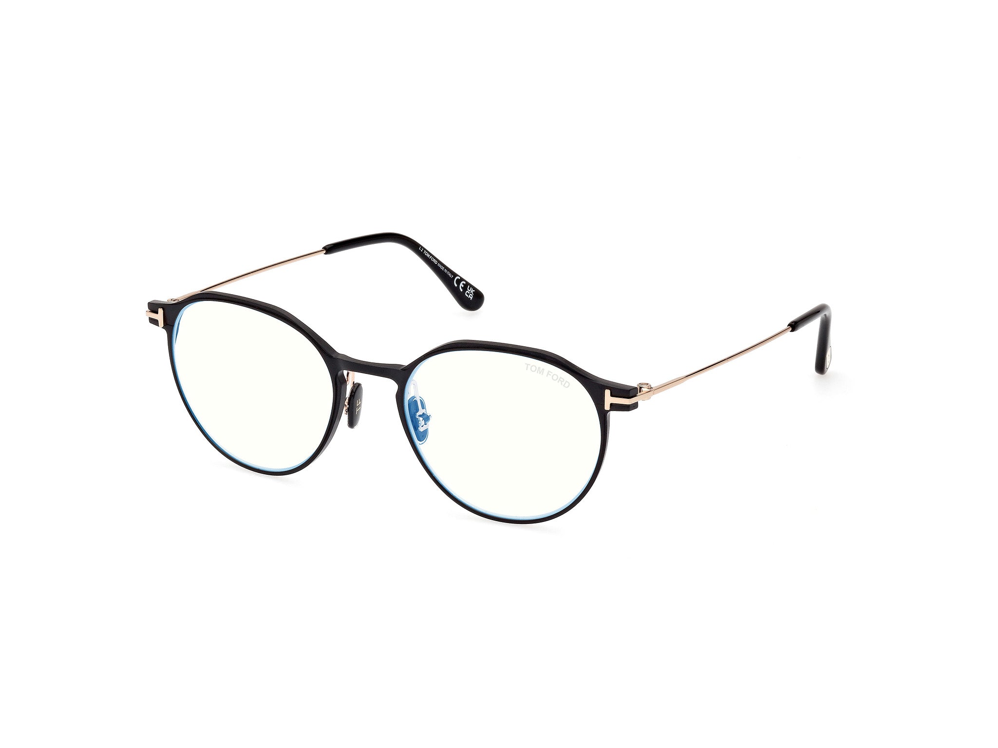Tom Ford Uomo Ft5866-B 2 Montature Da Vista Metallo Nero  Rotonda Normale