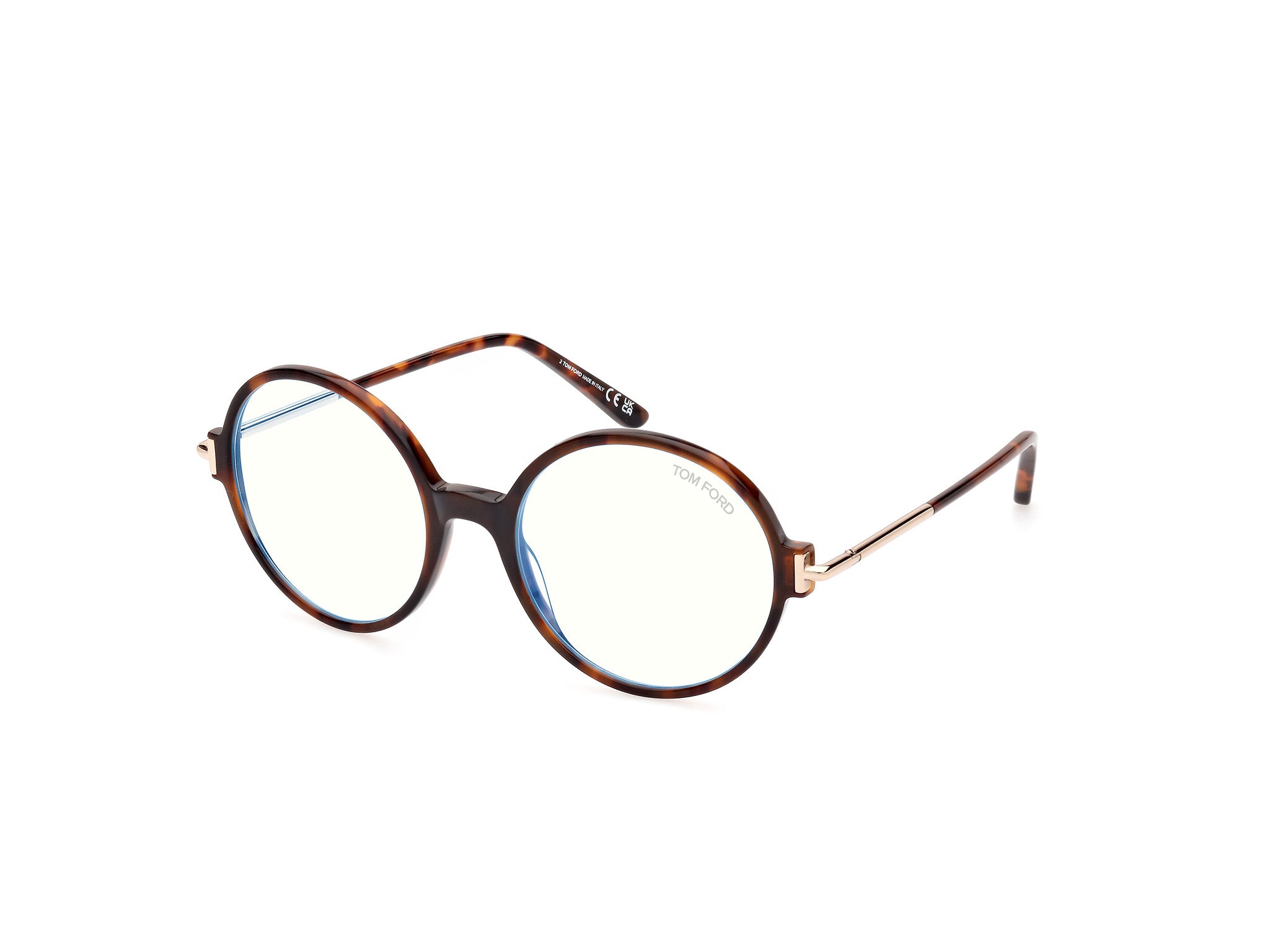 Tom Ford Donna Ft5914-B 52 Montature Da Vista Acetato Havana  Rotonda Normale