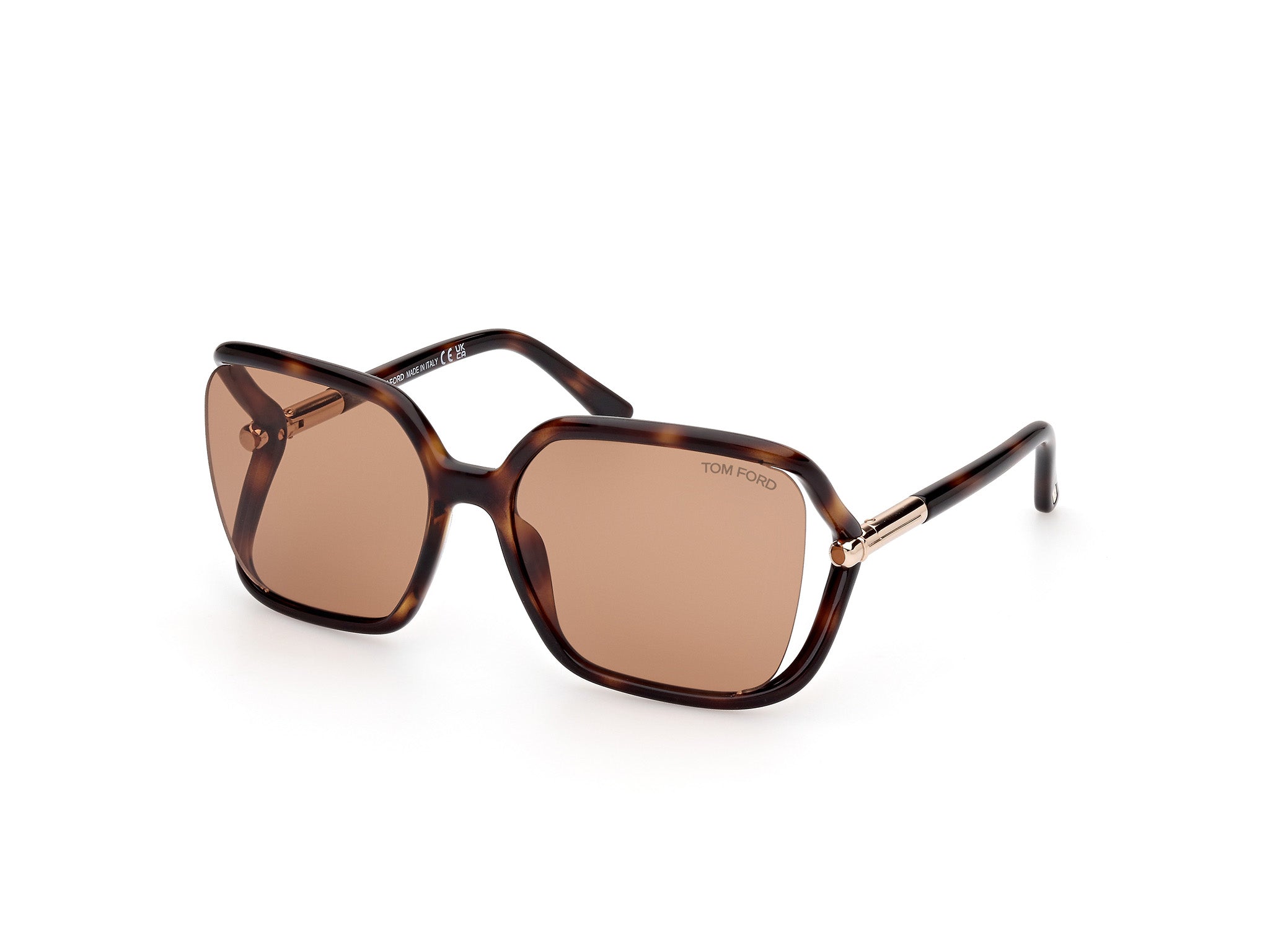 Tom Ford Donna Ft1089 Solange-02 52E Occhiali Da Sole Iniettato Havana Marrone Farfalla Normale