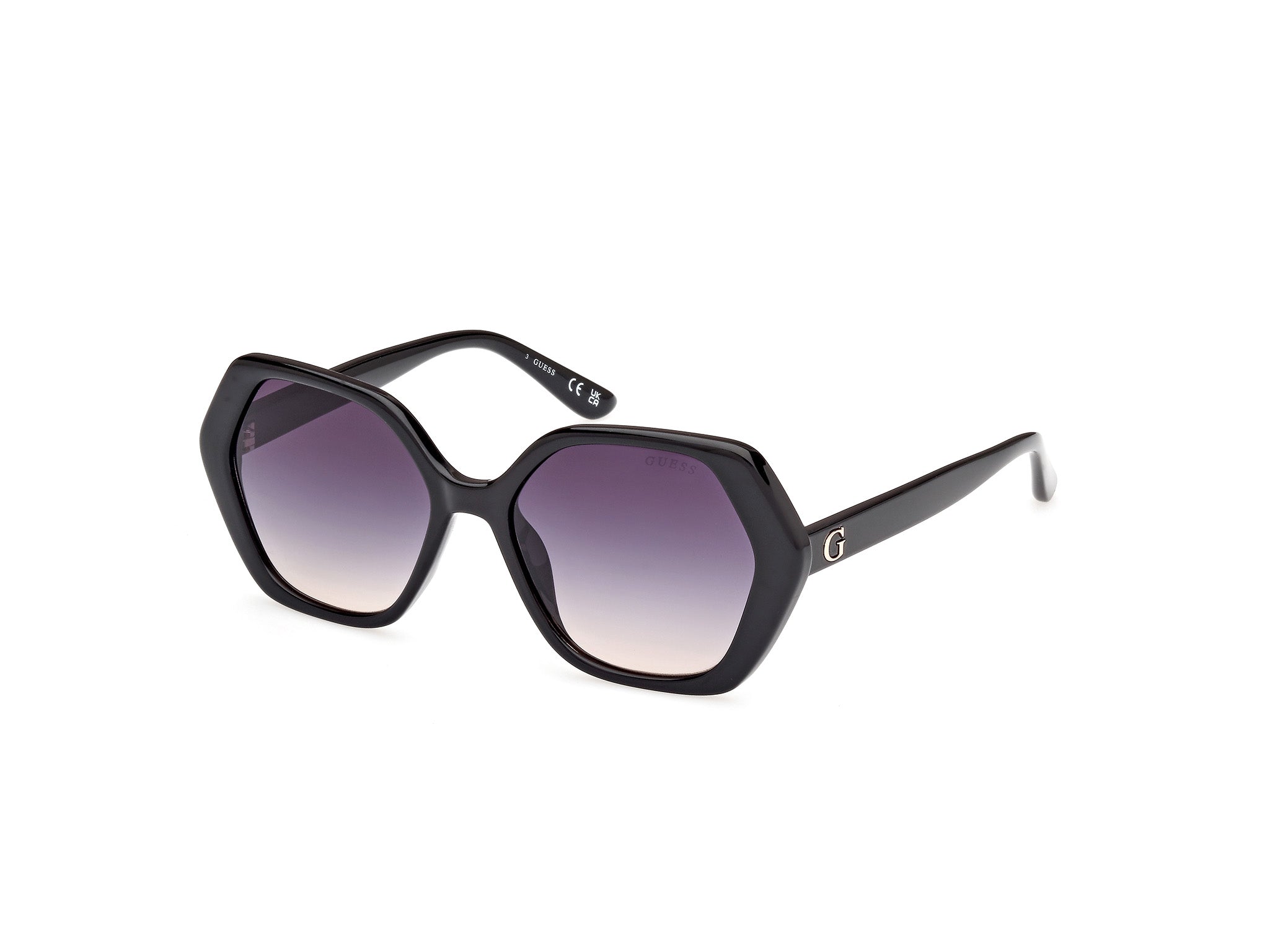 Guess Donna Gu8292 01B Occhiali Da Sole Iniettato Nero Fumo Geometrica Normale Sfumato