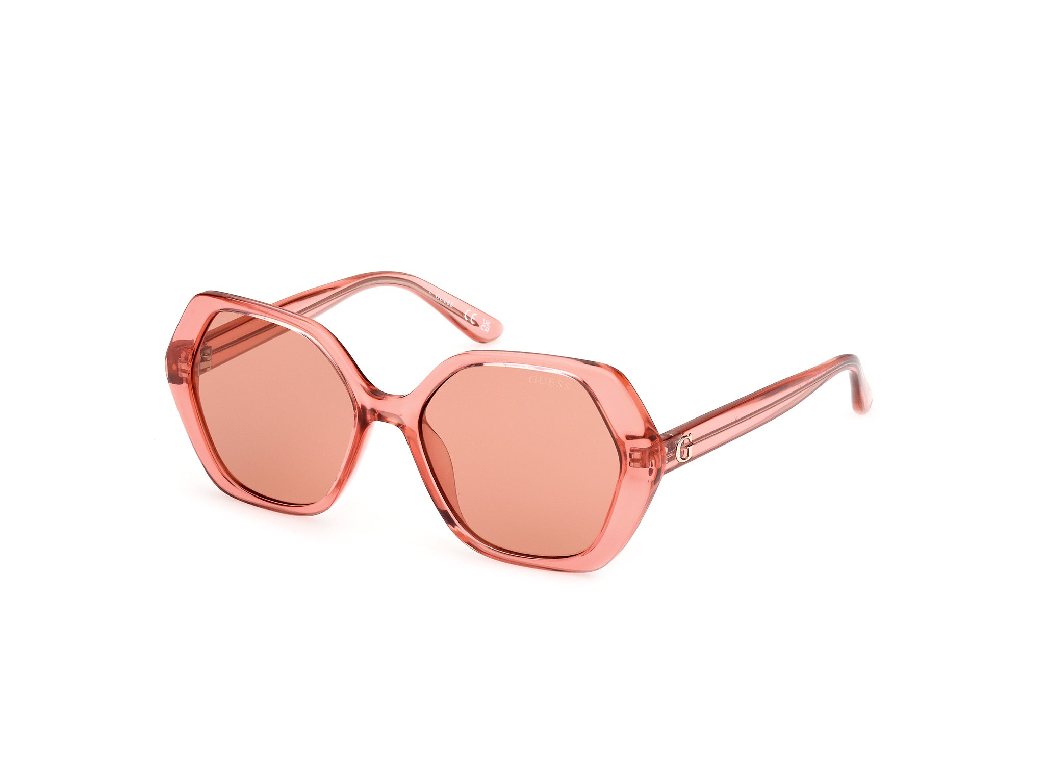 Guess Donna Gu8292 74S Occhiali Da Sole Iniettato Rosa Bordeaux Geometrica Normale